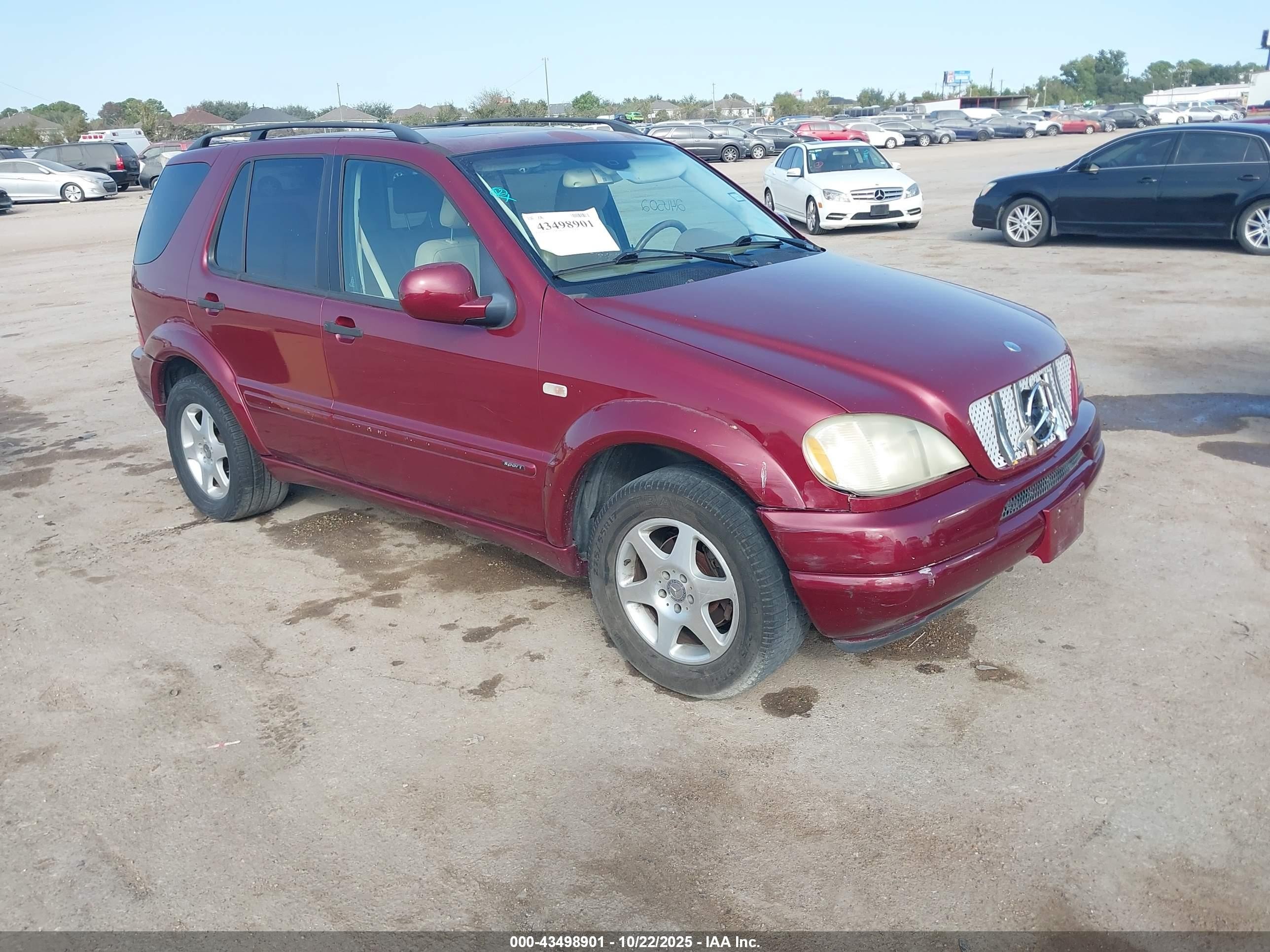 2001 Mercedes-benz Ml 320   Красный vin: 4JGAB54E41A240502
