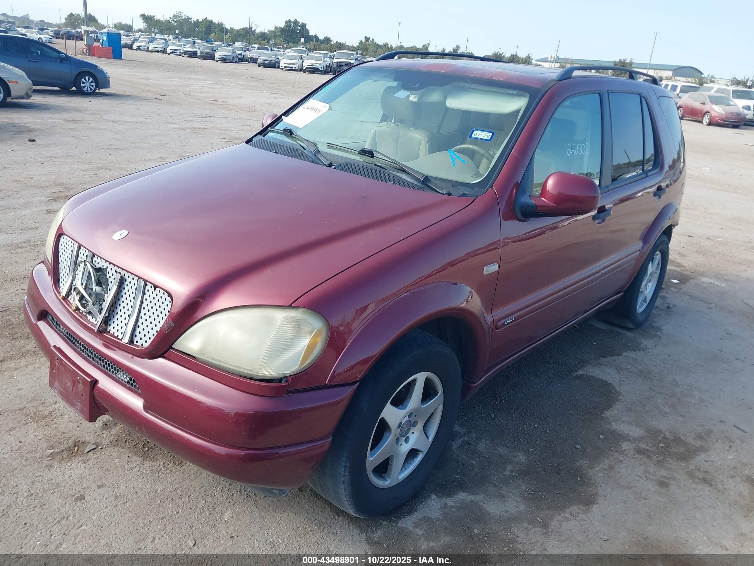 2001 Mercedes-benz Ml 320   Красный vin: 4JGAB54E41A240502
