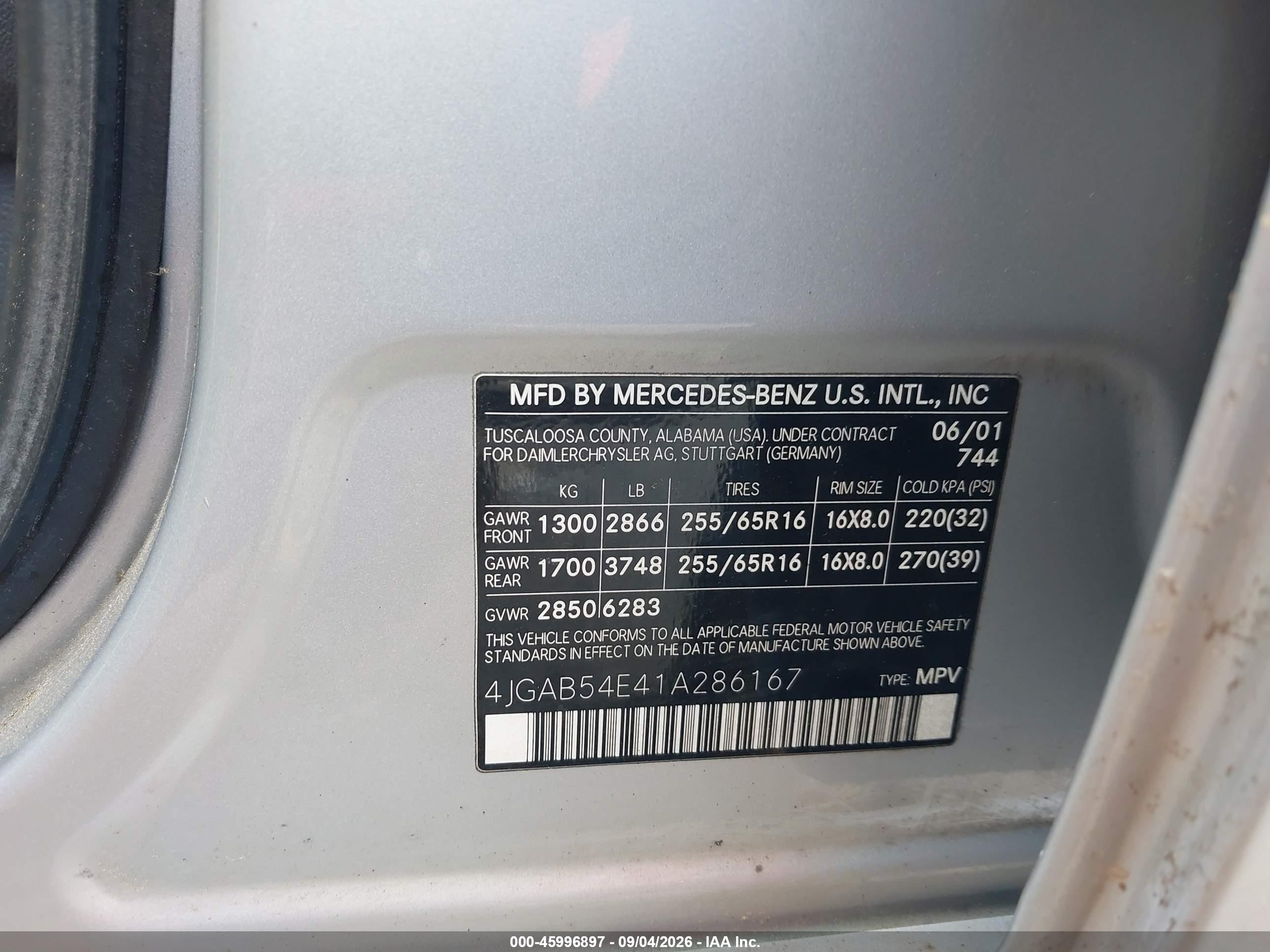 2001 Mercedes-benz Ml 320   Silver vin: 4JGAB54E41A286167
