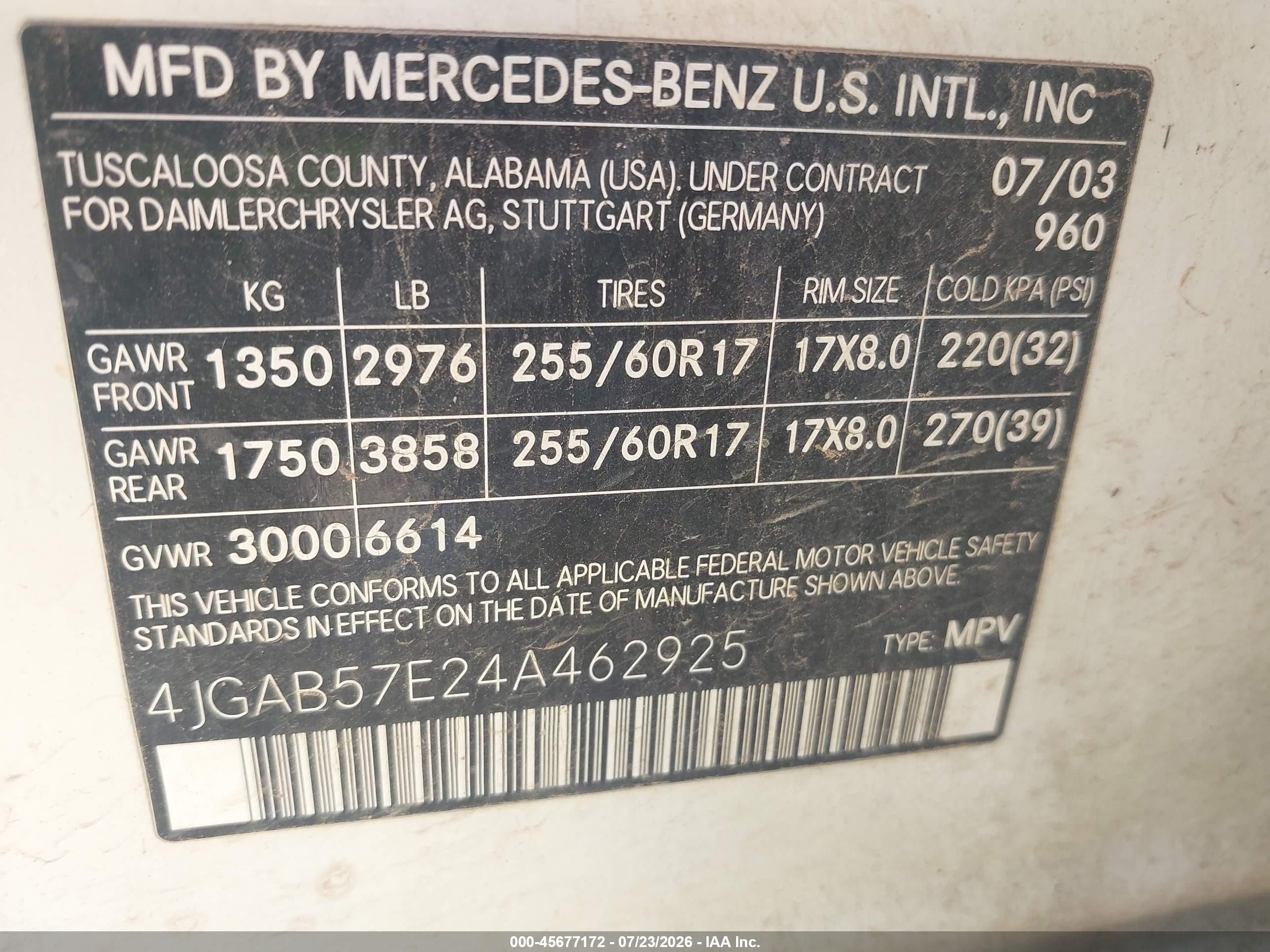 2004 Mercedes-benz Ml 350 4matic White vin: 4JGAB57E24A462925