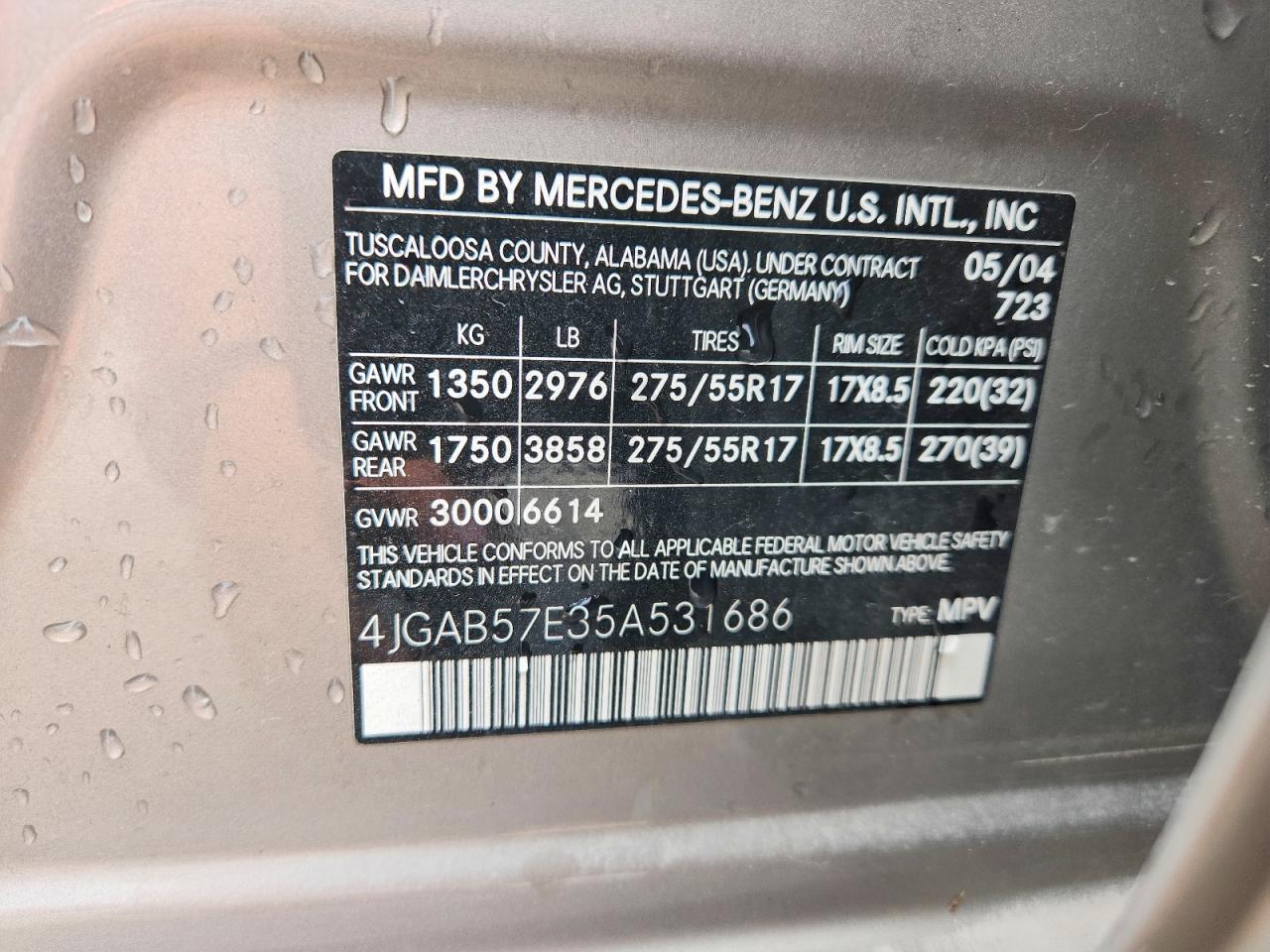 2005 Mercedes-benz Ml 350 Silver vin: 4JGAB57E35A531686