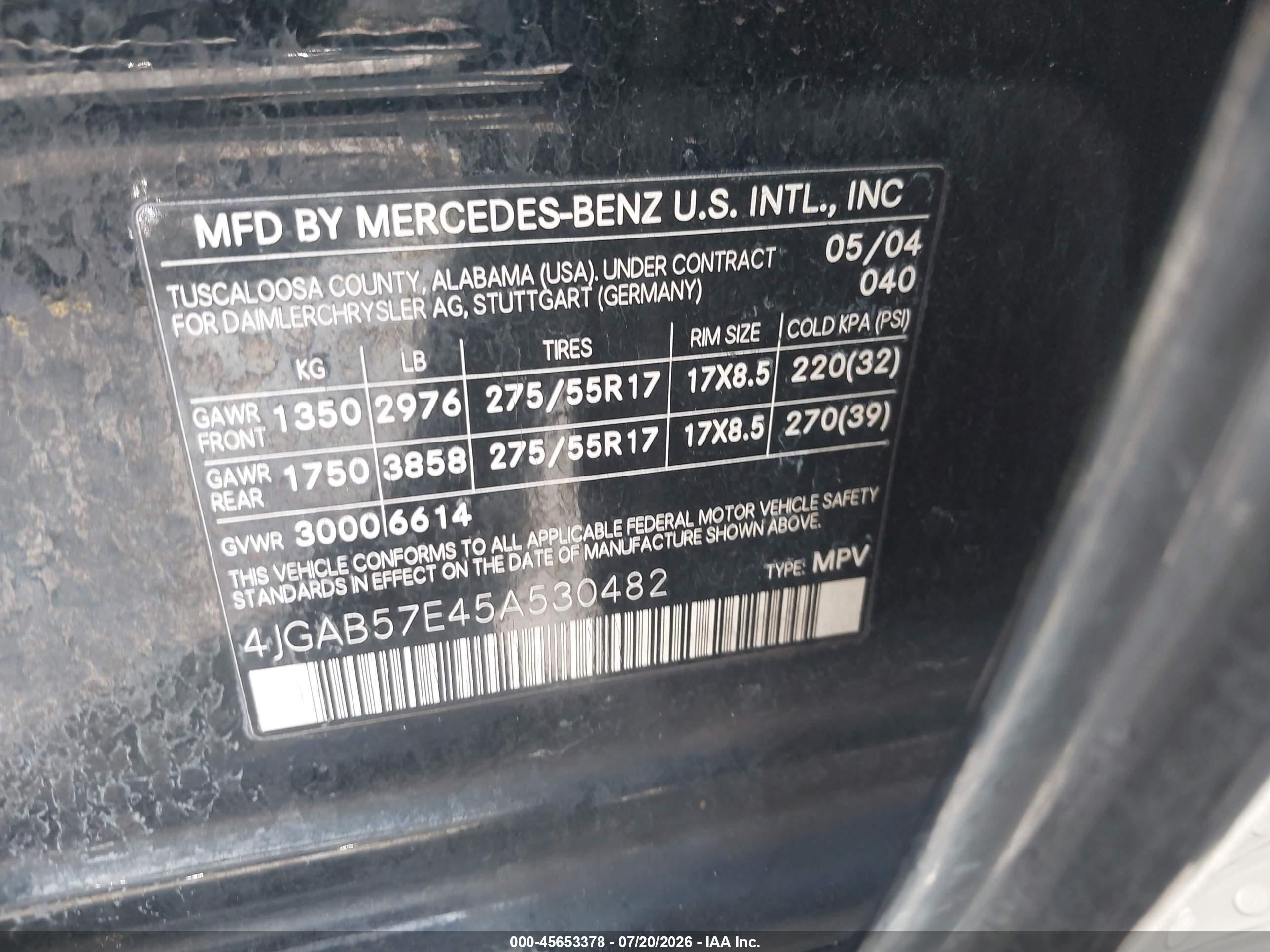 2005 Mercedes-benz Ml 350 4matic Black vin: 4JGAB57E45A530482