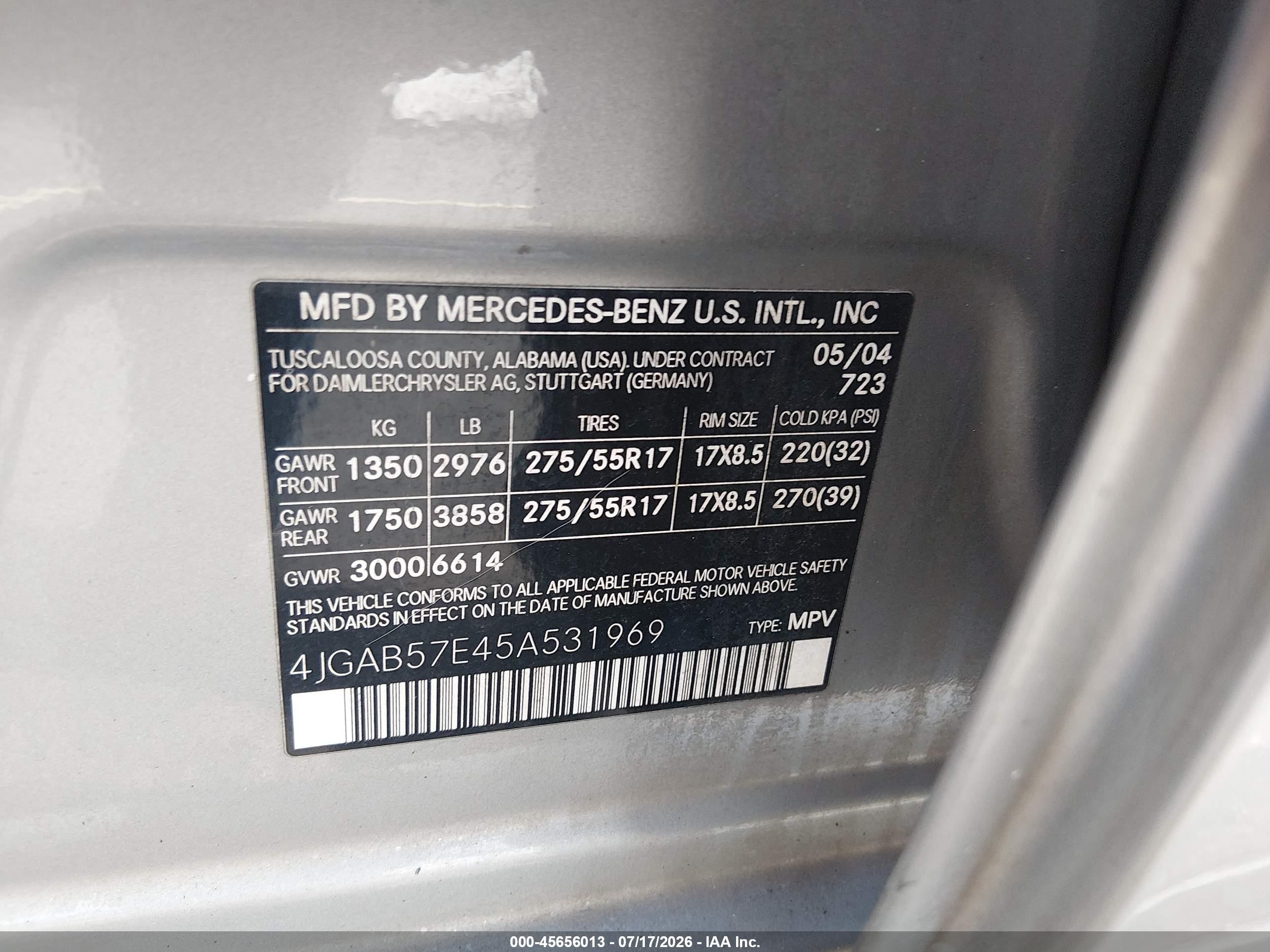 2005 Mercedes-benz Ml 350 4matic Silver vin: 4JGAB57E45A531969