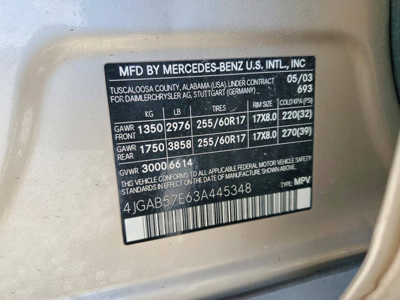 2003 Mercedes-benz Ml 350 Tan vin: 4JGAB57E63A445348