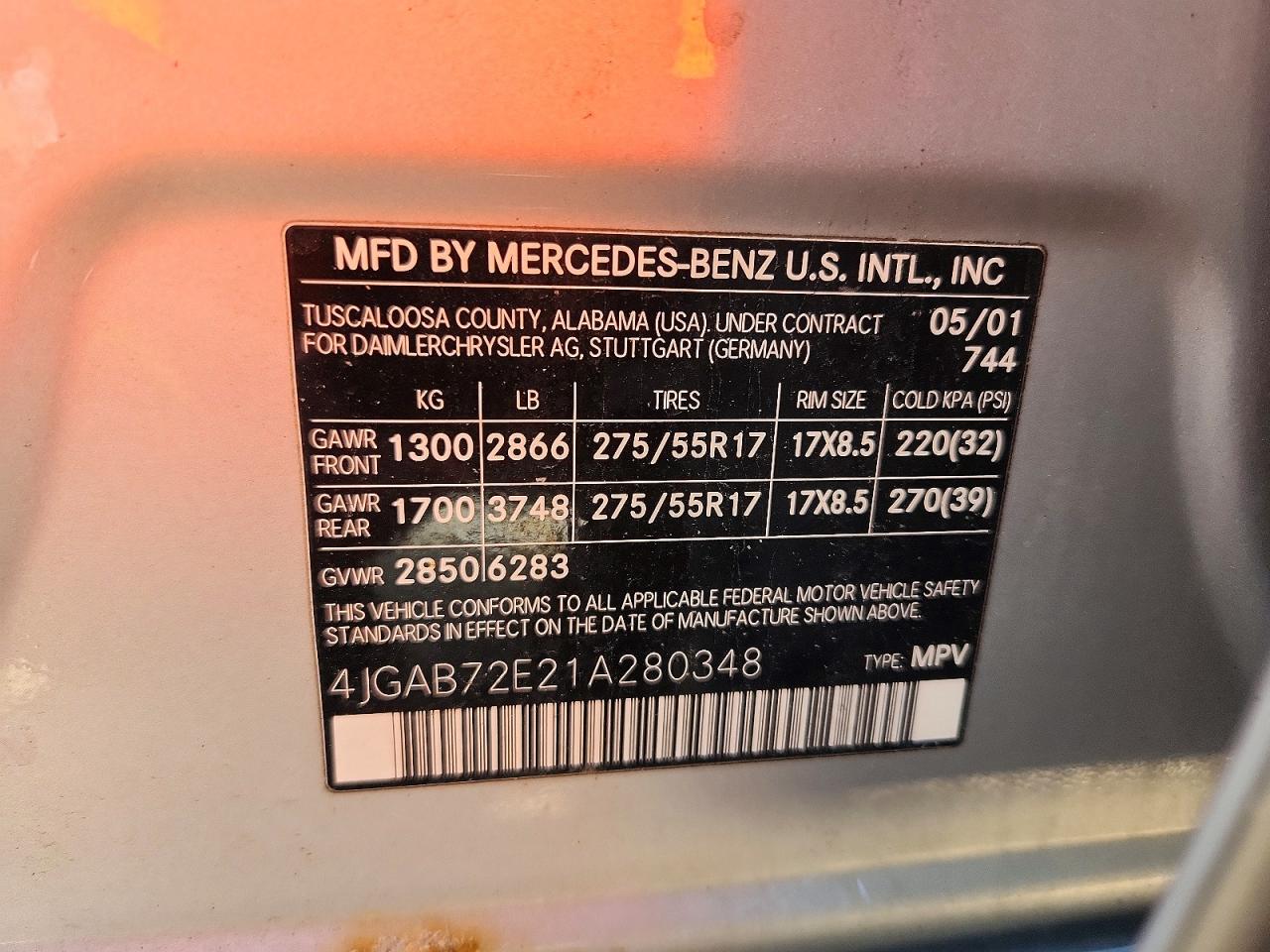 2001 Mercedes-benz Ml 430 Серебряный vin: 4JGAB72E21A280348