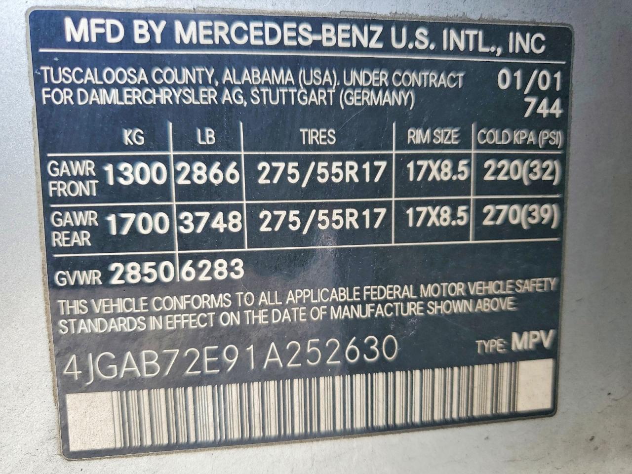 2001 Mercedes Benz Ml 430 Серебряный vin: 4JGAB72E91A252630
