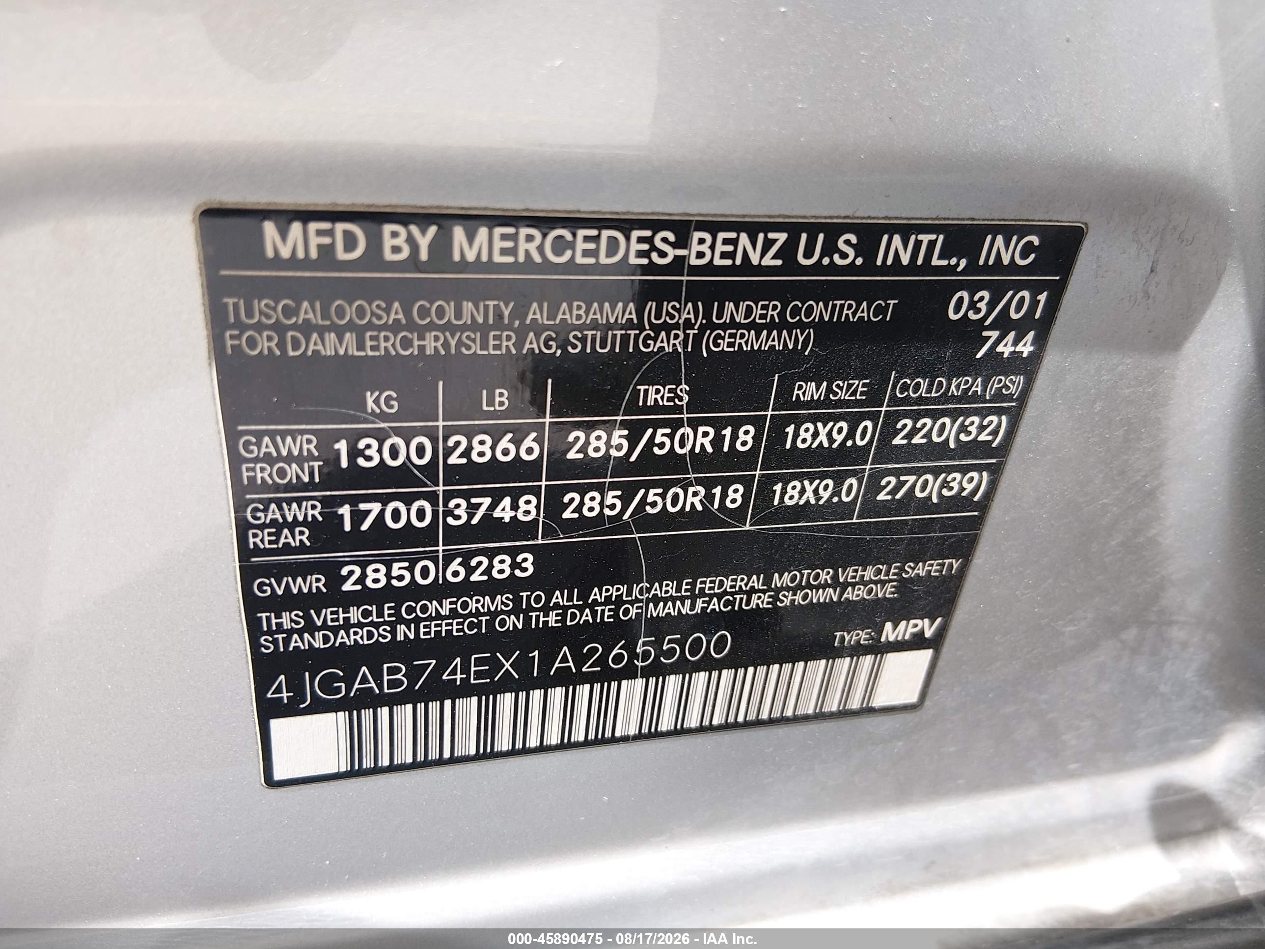 2001 Mercedes-benz Ml 55 Amg Silver vin: 4JGAB74EX1A265500
