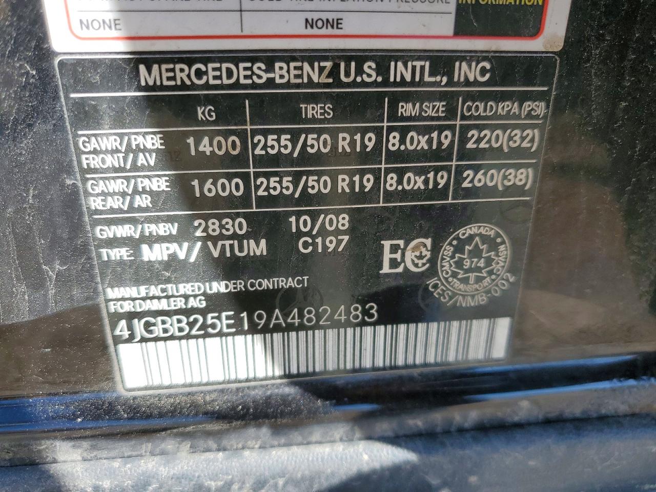 2009 Mercedes-benz Ml Black vin: 4JGBB25E19A482483