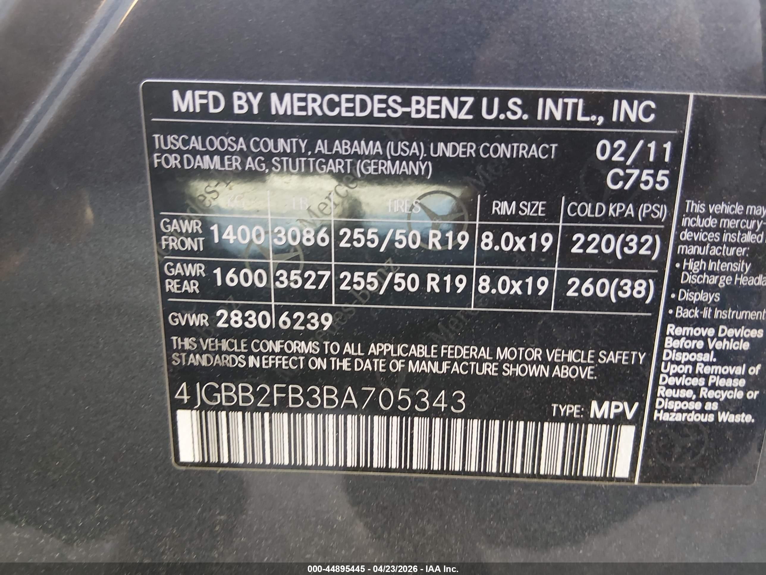 2011 Mercedes-benz Ml 350 Bluetec 4matic Серый vin: 4JGBB2FB3BA705343