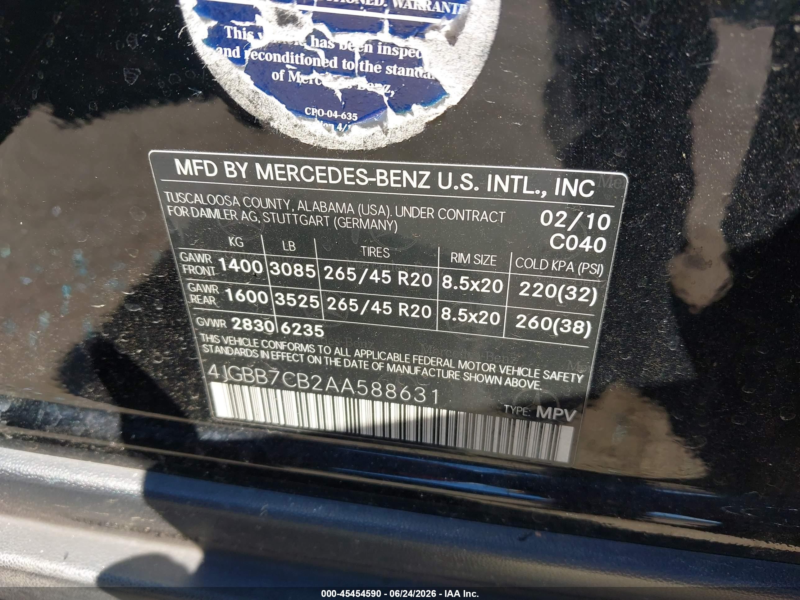 2010 Mercedes-benz Ml 550 4matic Черный vin: 4JGBB7CB2AA588631