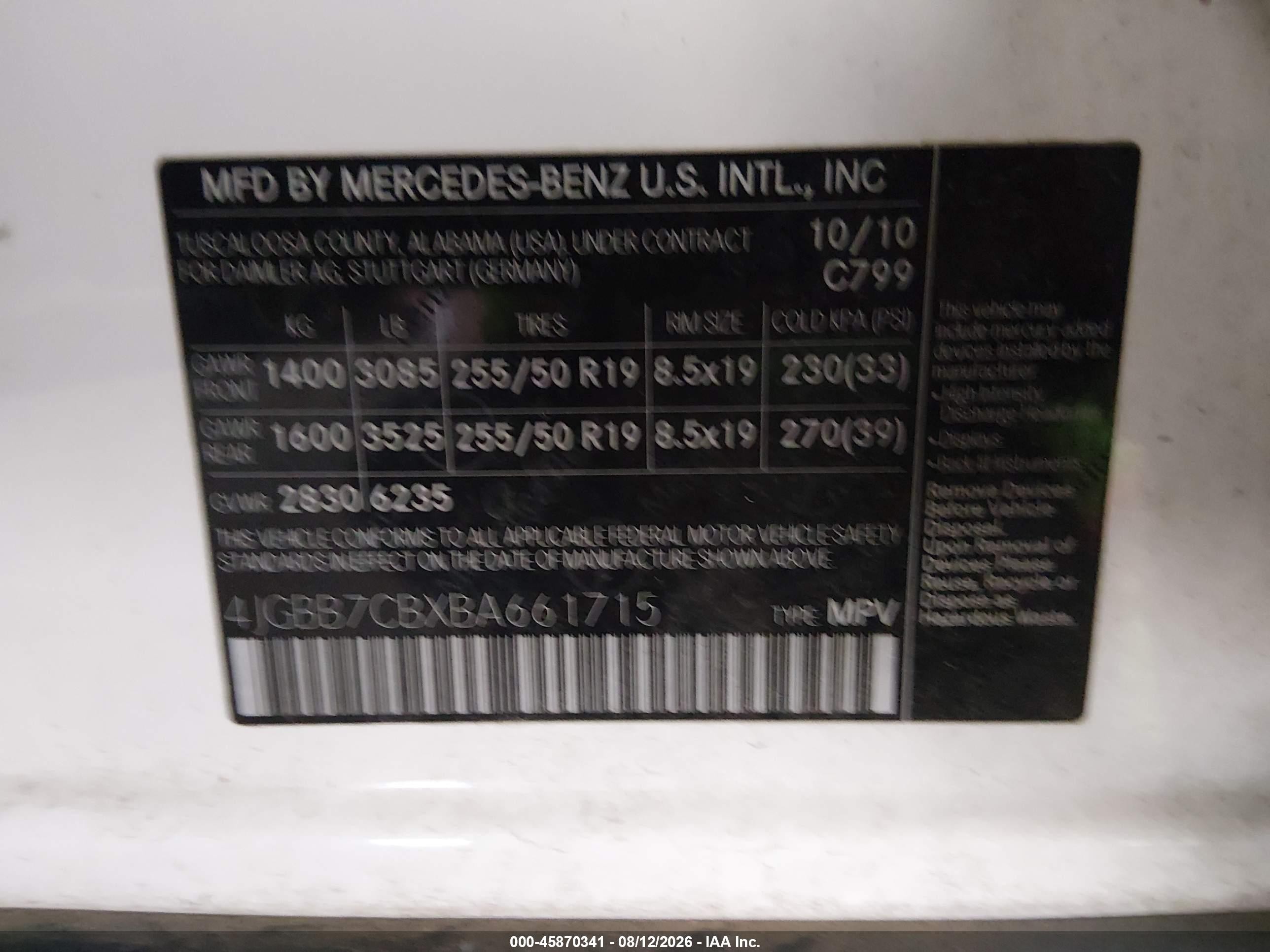 2011 Mercedes-benz Ml 550 4matic White vin: 4JGBB7CBXBA661715