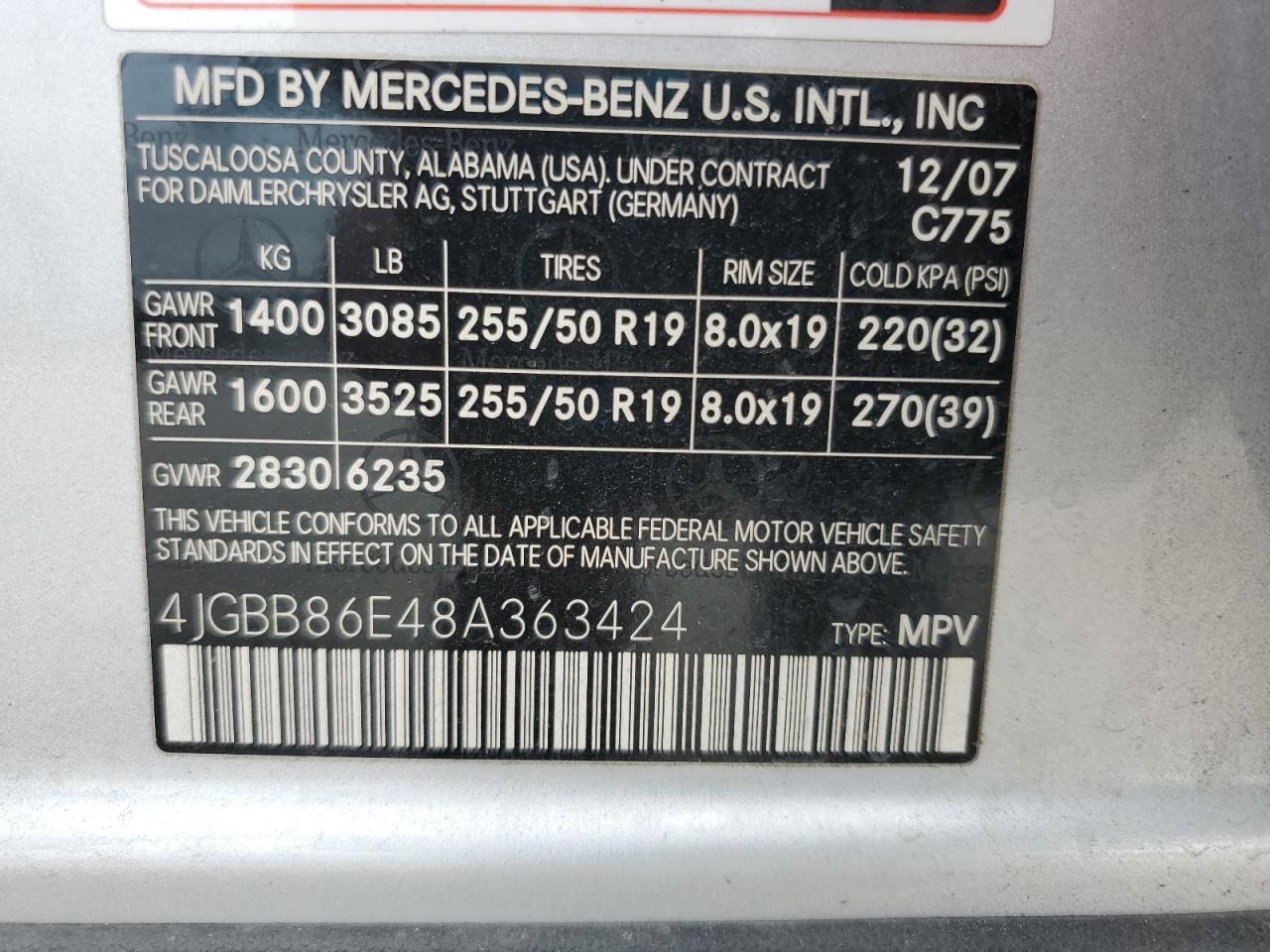 2008 Mercedes-benz Ml 350 Серебряный vin: 4JGBB86E48A363424