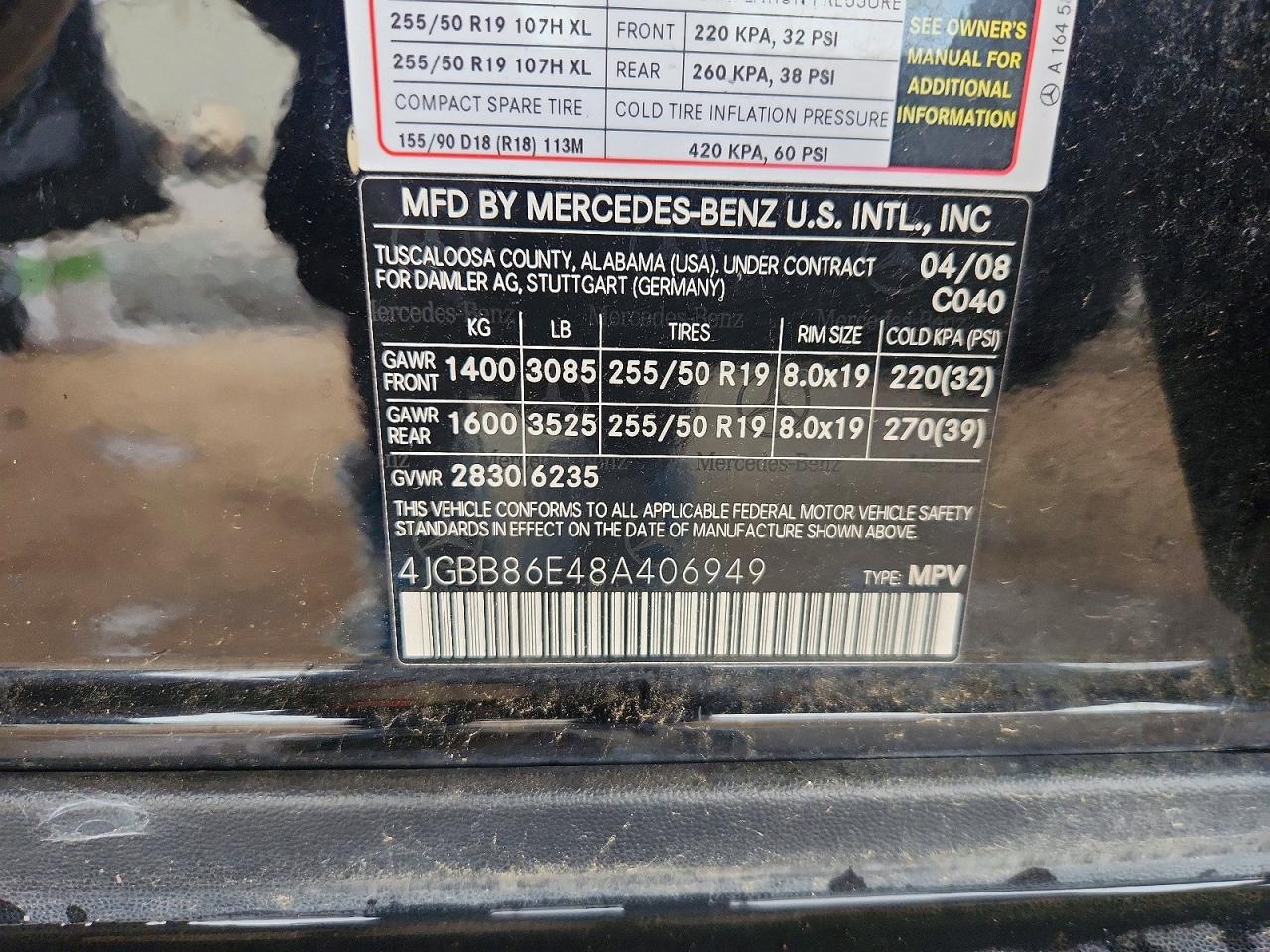 2008 Mercedes-benz Ml 350 Черный vin: 4JGBB86E48A406949