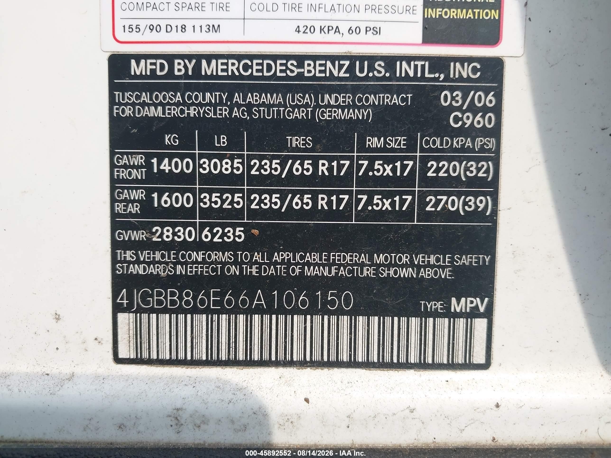 2006 Mercedes-benz Ml 350 4matic White vin: 4JGBB86E66A106150