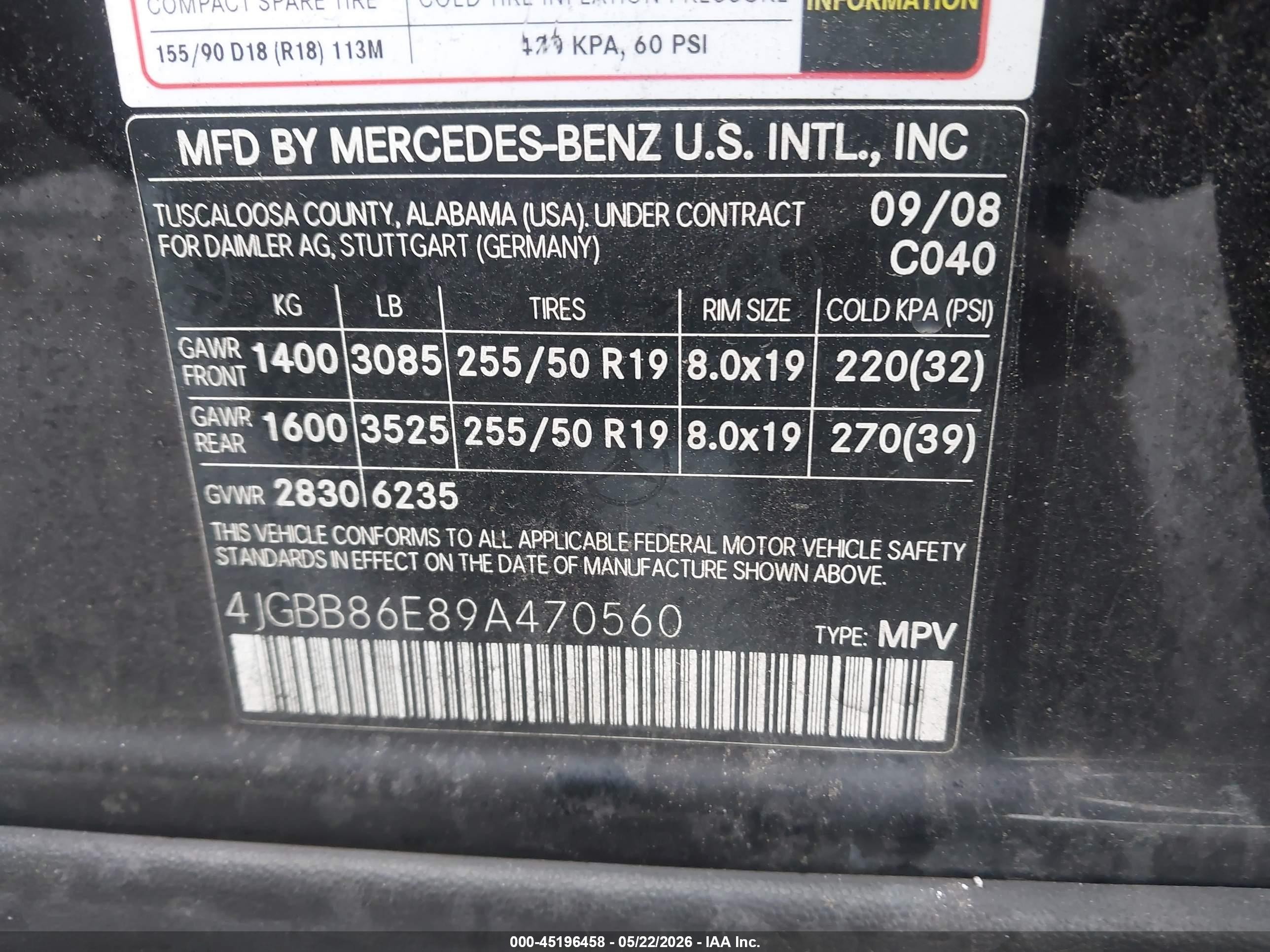 2009 Mercedes-benz Ml 350 4matic Черный vin: 4JGBB86E89A470560