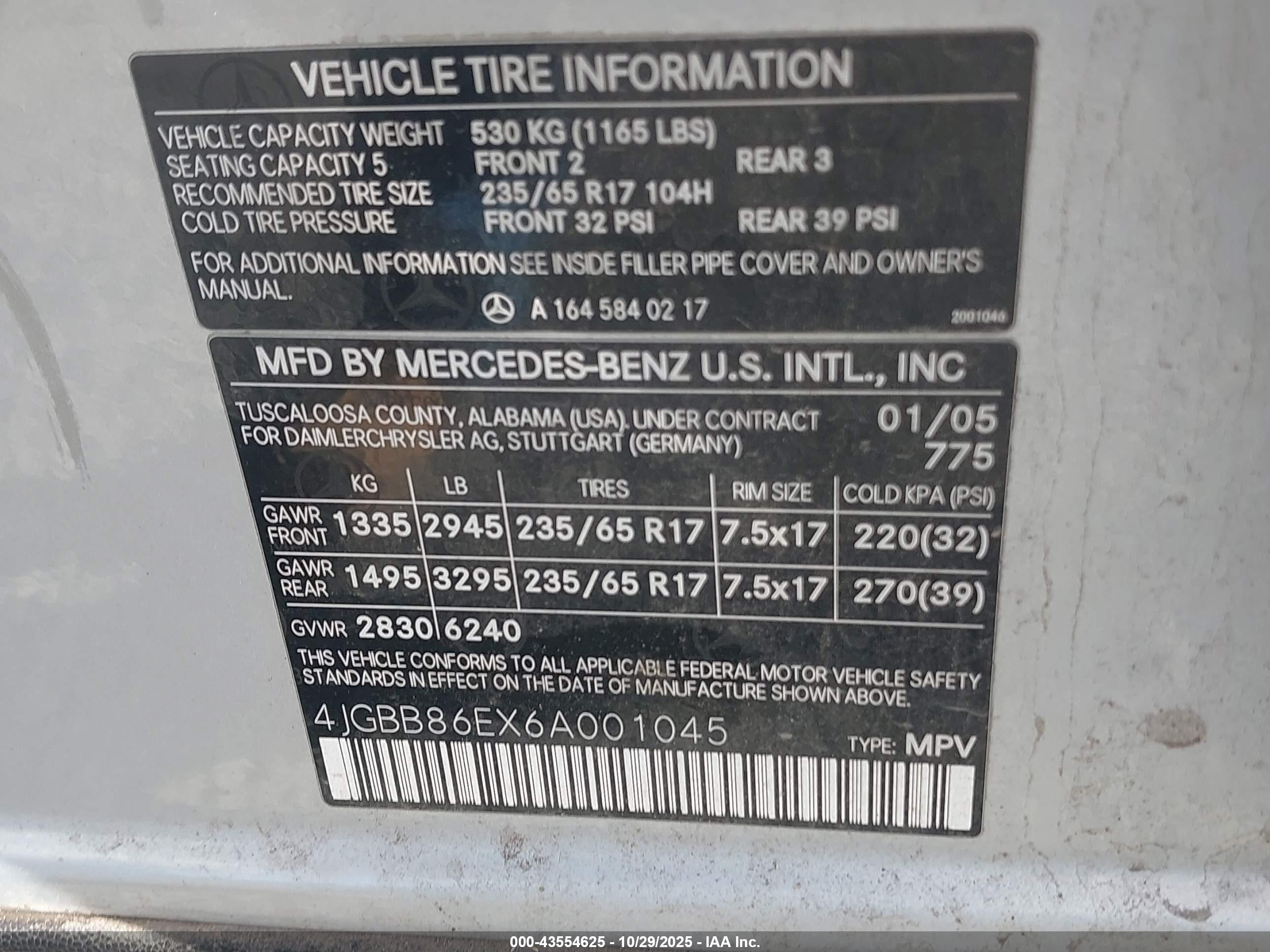 2006 Mercedes-benz Ml 350 4matic Серебряный vin: 4JGBB86EX6A001045
