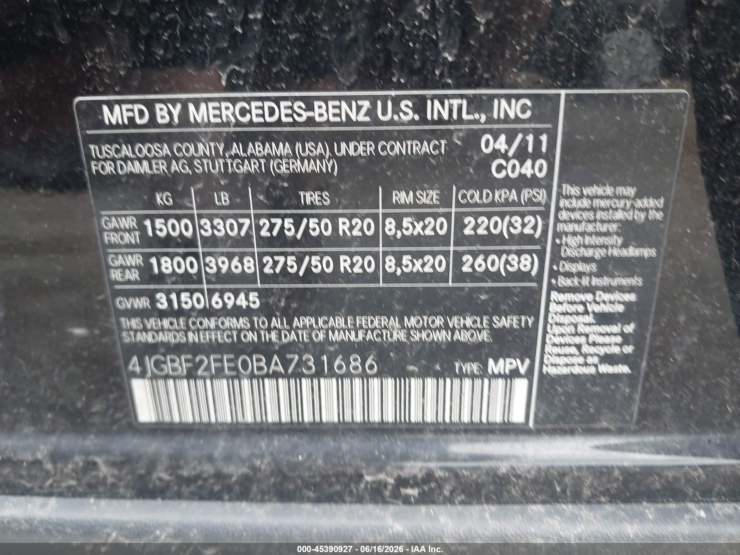2011 Mercedes-benz Gl 350 Bluetec 4matic Black vin: 4JGBF2FE0BA731686