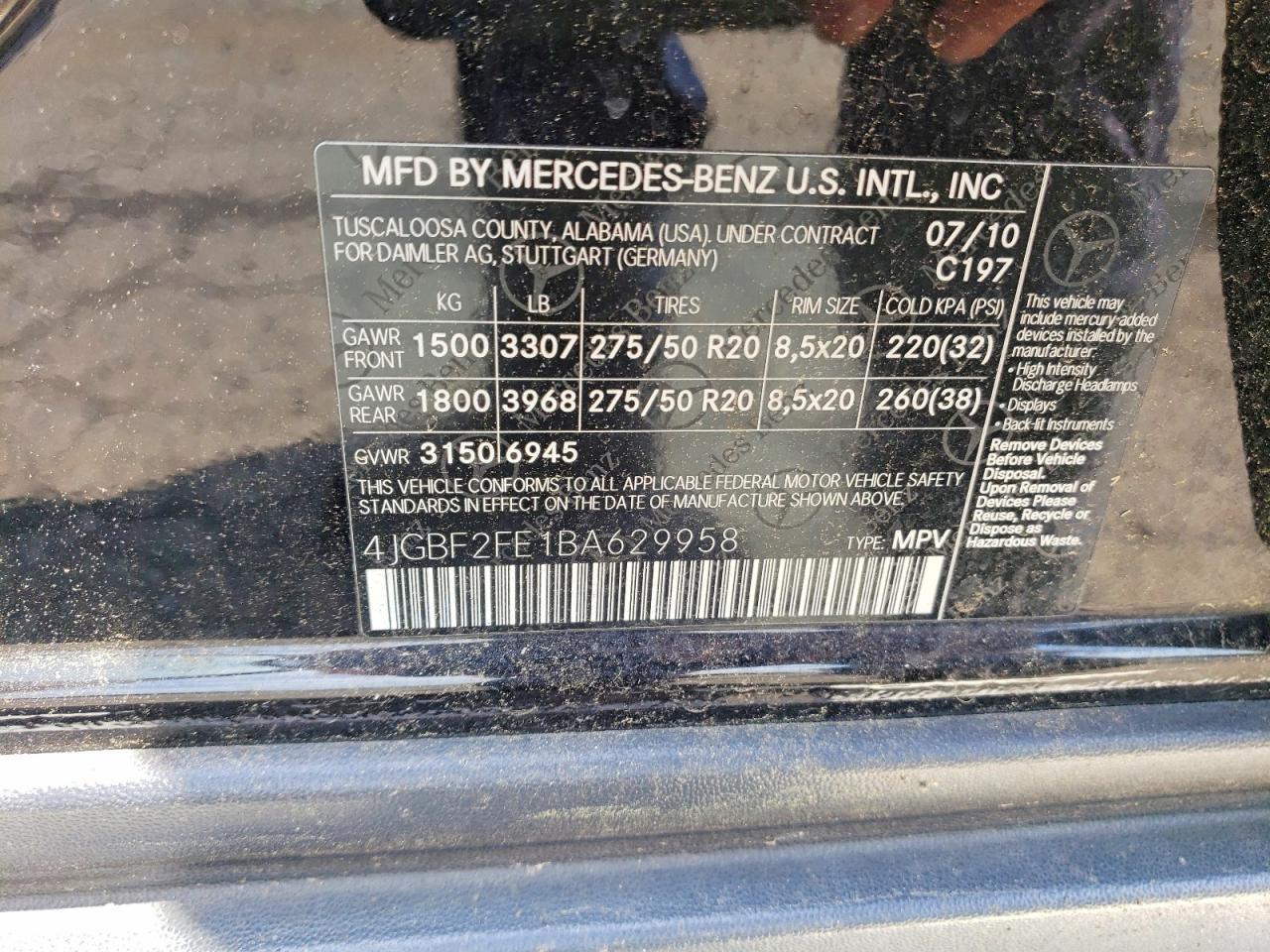 2011 Mercedes-benz Gl 350 Bluetec Black vin: 4JGBF2FE1BA629958