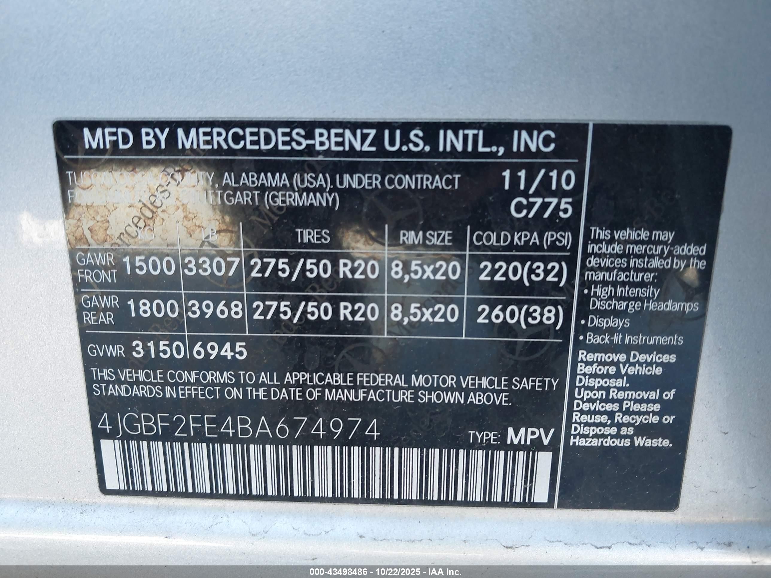 2011 Mercedes-benz Gl 350 Bluetec 4matic Silver vin: 4JGBF2FE4BA674974