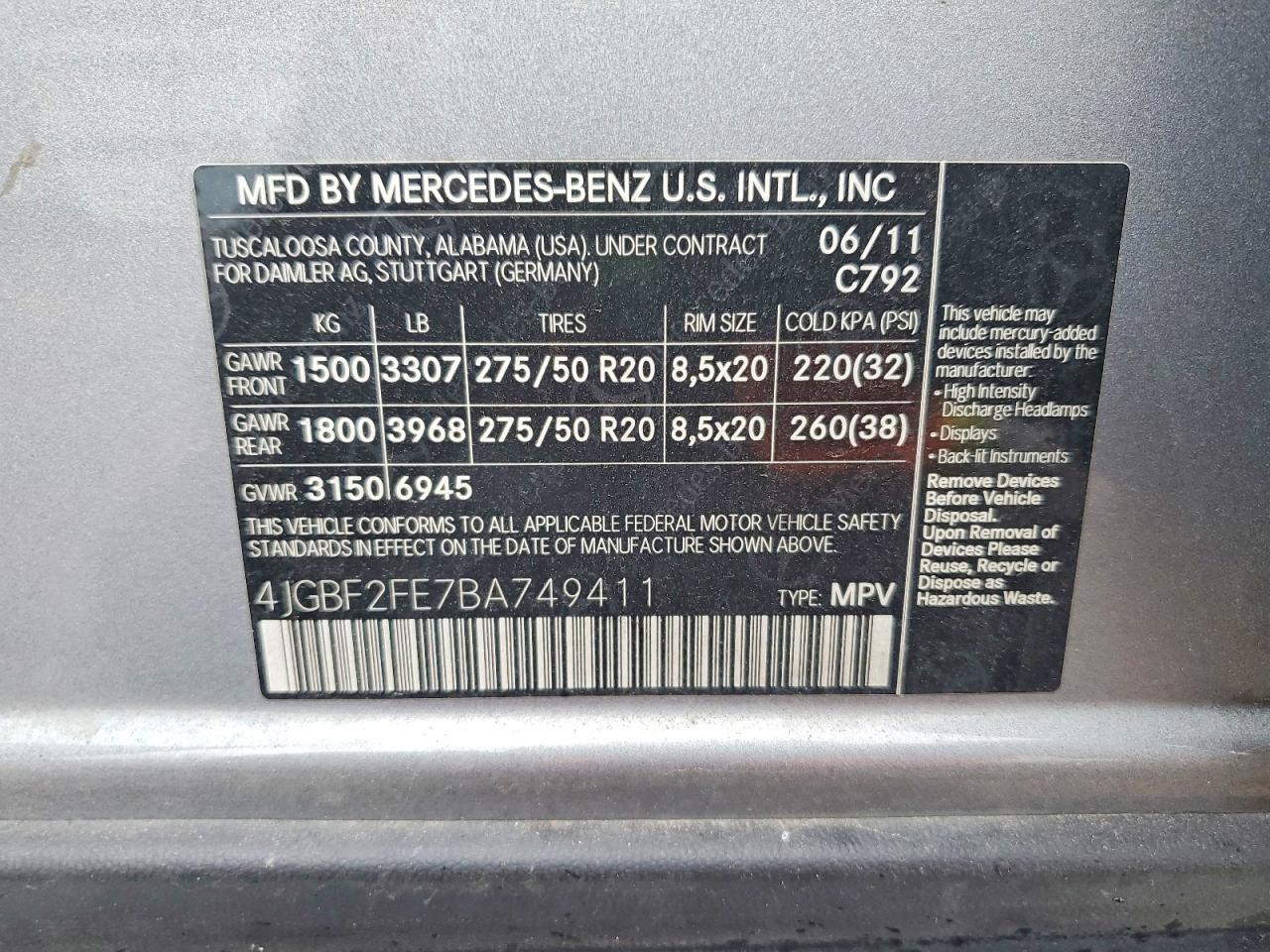 2011 Mercedes-benz Gl 350 Bluetec Gray vin: 4JGBF2FE7BA749411