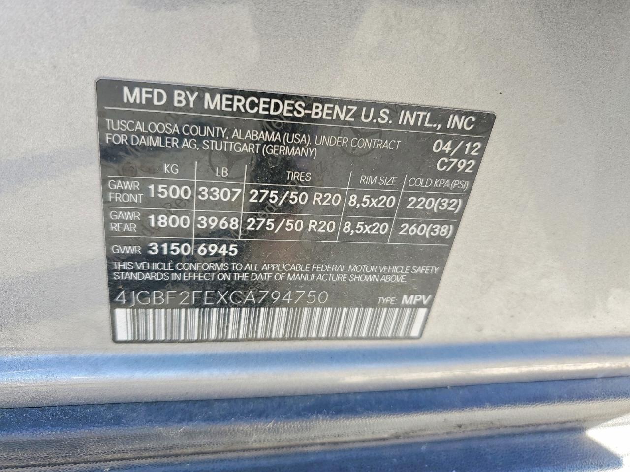 2012 Mercedes-benz Gl-class Gl350 Bluet Silver vin: 4JGBF2FEXCA794750
