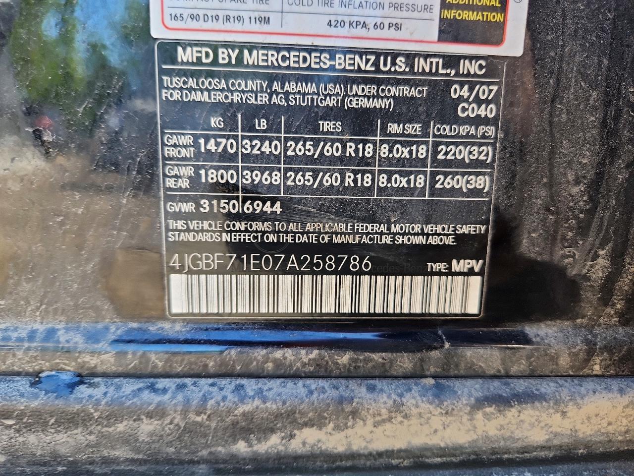 2007 Mercedes-benz Gl 450 4matic Черный vin: 4JGBF71E07A258786