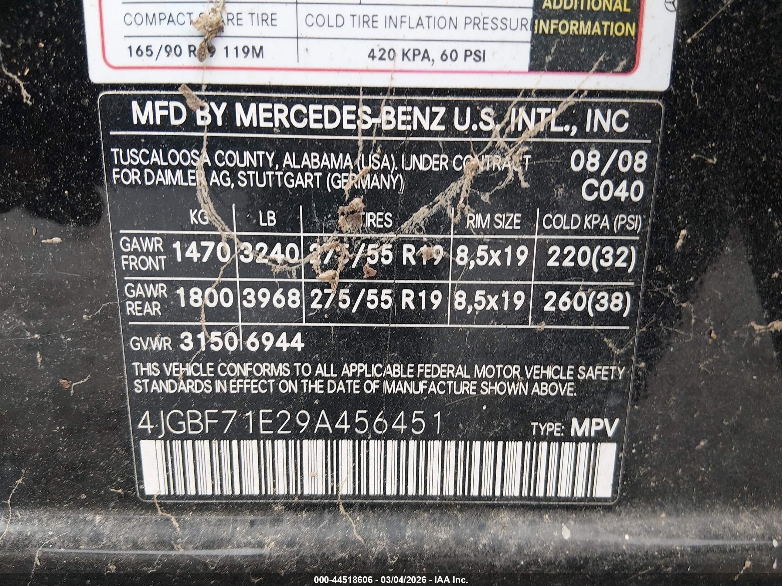 2009 Mercedes-benz Gl 450 4matic Черный vin: 4JGBF71E29A456451