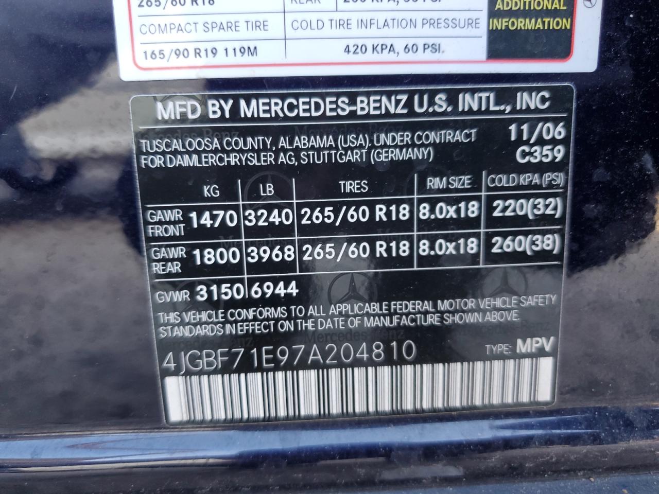 2007 Mercedes-benz Gl 450 4matic Синий vin: 4JGBF71E97A204810