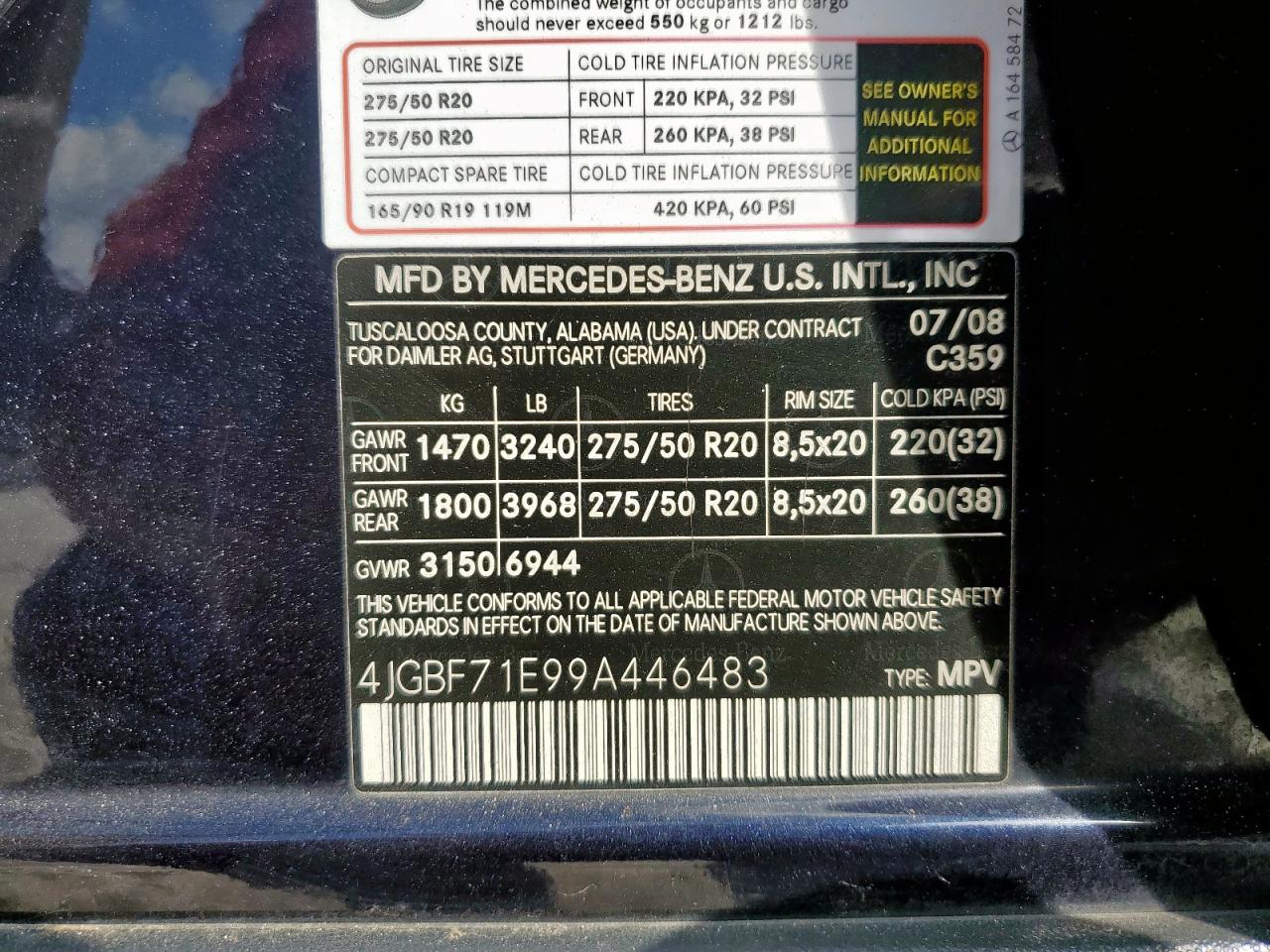 2009 Mercedes-benz Gl 450 4matic Синий vin: 4JGBF71E99A446483