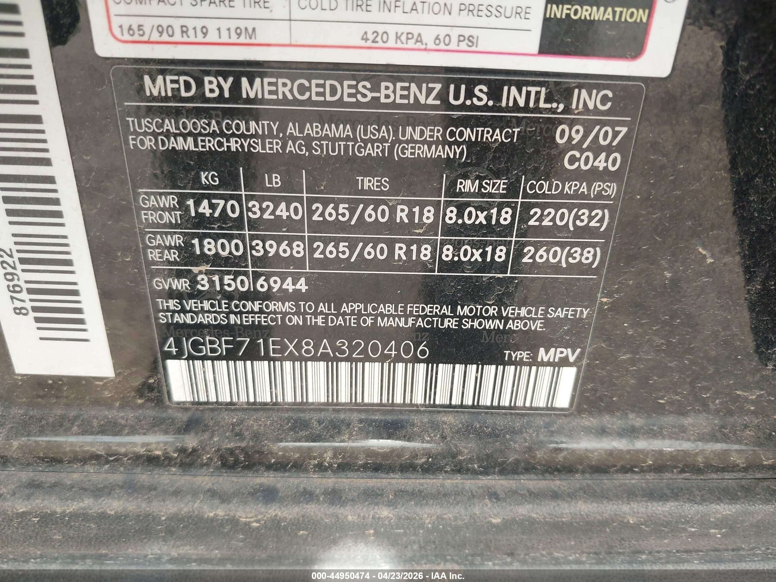 2008 Mercedes-benz Gl 450 4matic Black vin: 4JGBF71EX8A320406