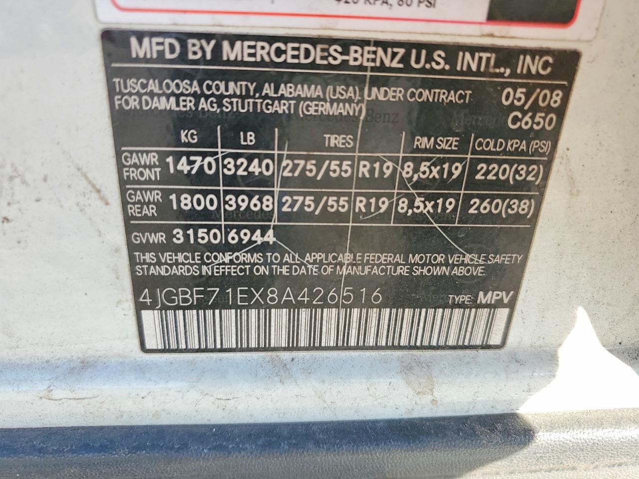 2008 Mercedes-benz Gl 450 4matic Белый vin: 4JGBF71EX8A426516