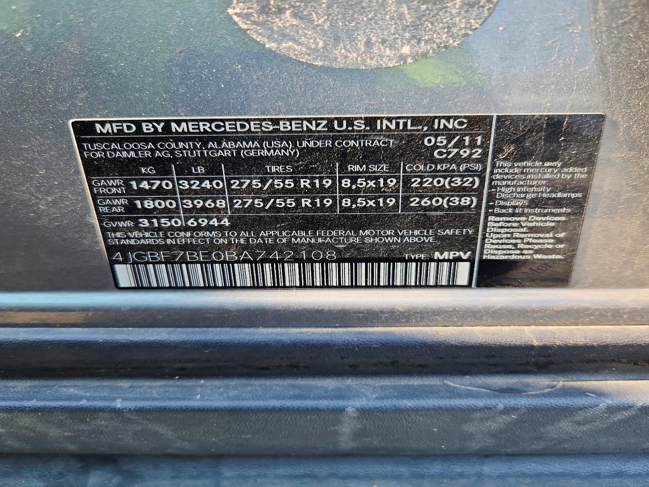 2011 Mercedes-benz Gl 450 4matic Gray vin: 4JGBF7BE0BA742108
