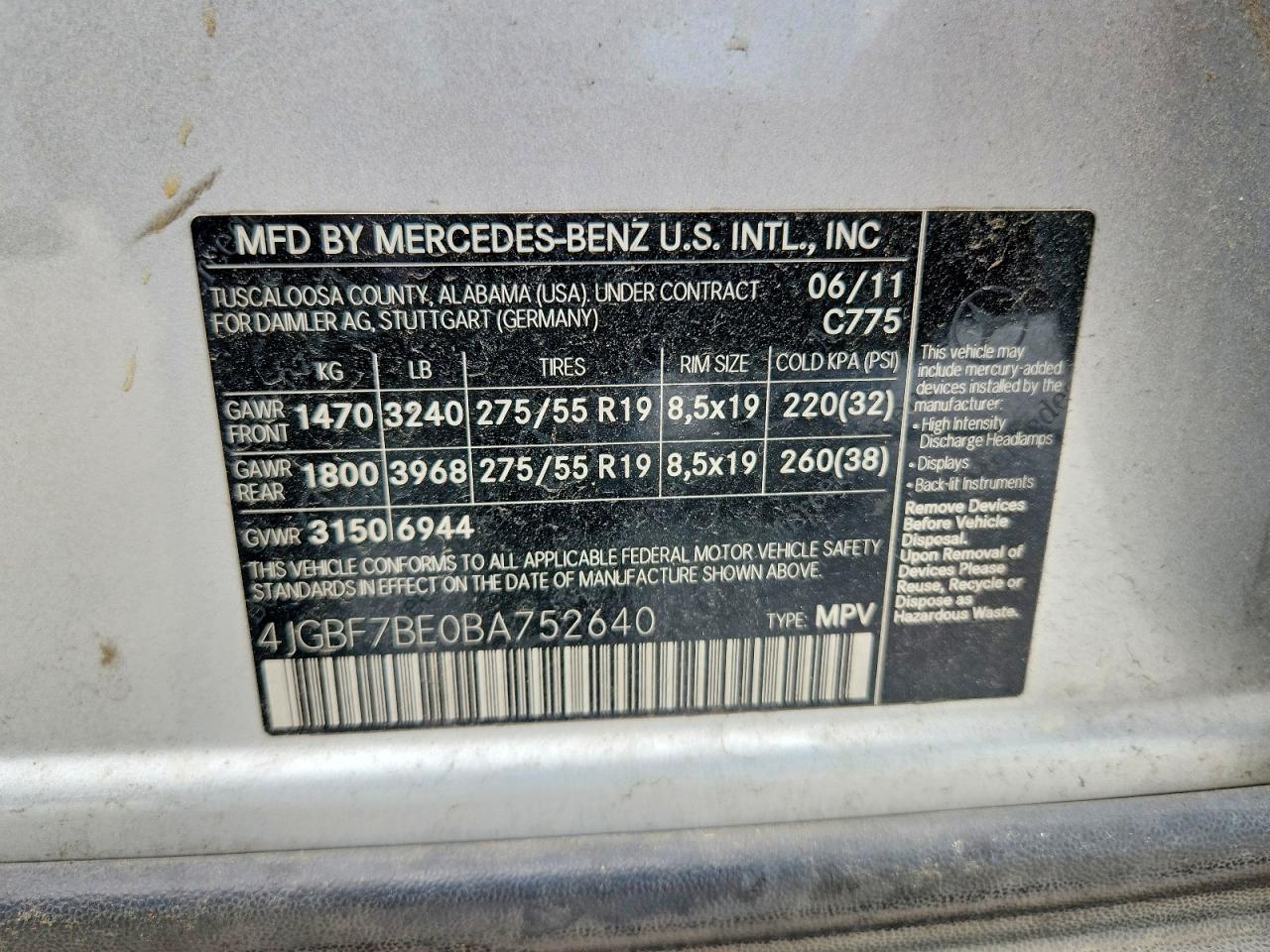 2011 Mercedes-benz Gl 450 4matic Серебряный vin: 4JGBF7BE0BA752640
