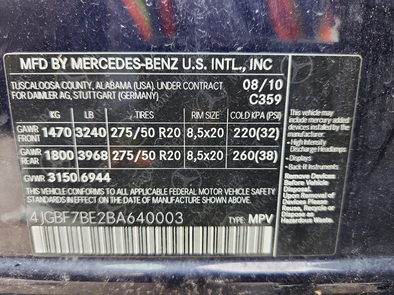 2011 Mercedes-benz Gl 450 4matic Blue vin: 4JGBF7BE2BA640003