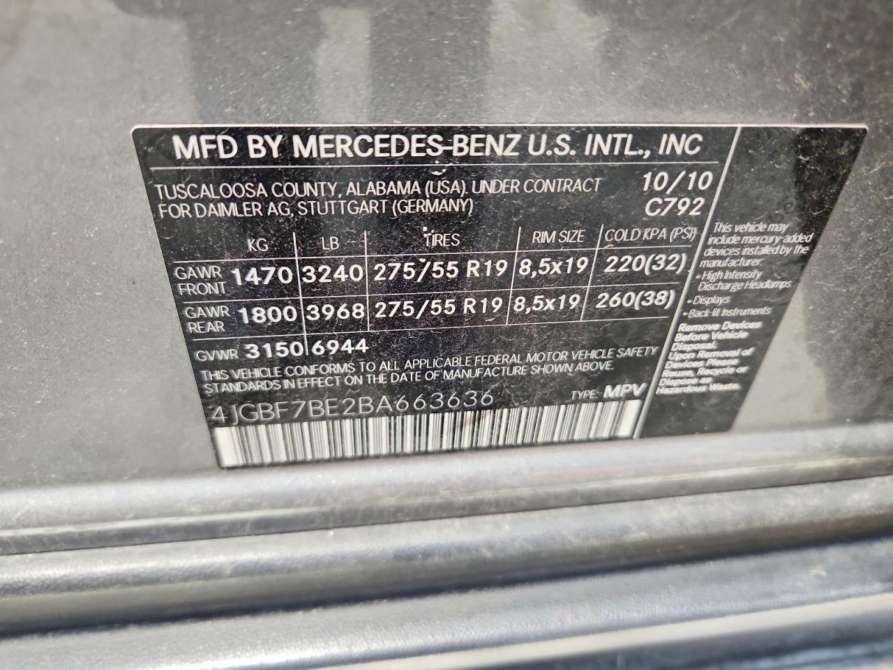 2011 Mercedes-benz Gl 450 4matic Gray vin: 4JGBF7BE2BA663636