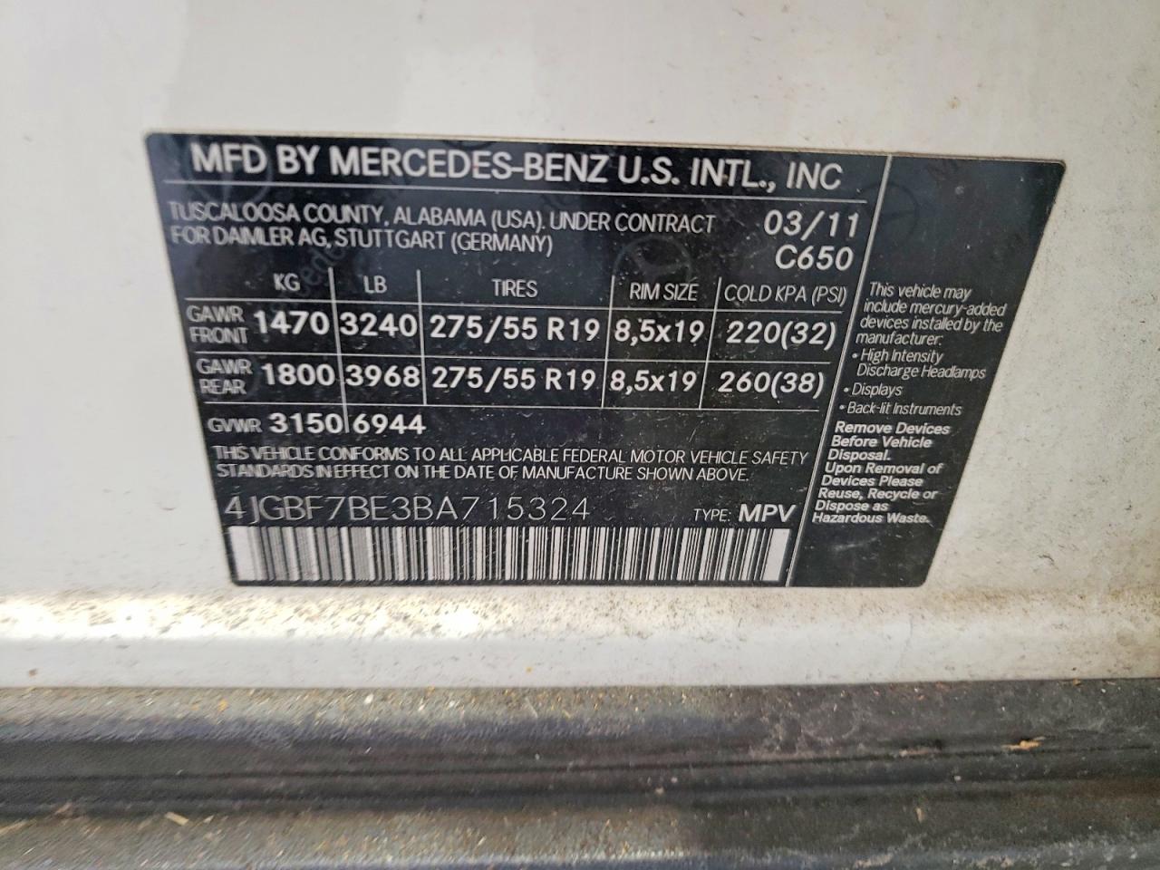 2011 Mercedes-benz Gl 450 4matic White vin: 4JGBF7BE3BA715324