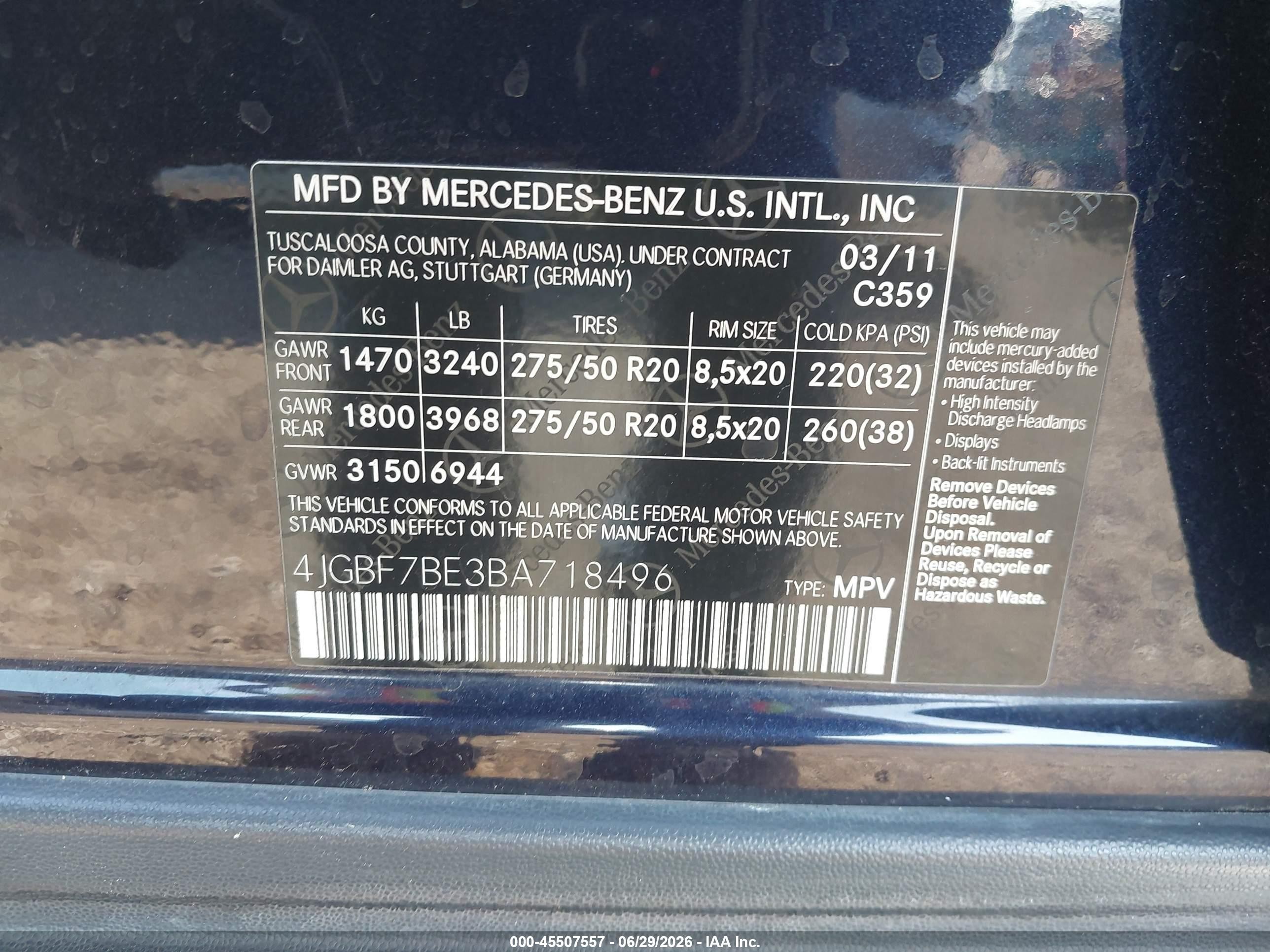 2011 Mercedes-benz Gl 450 4matic Blue vin: 4JGBF7BE3BA718496