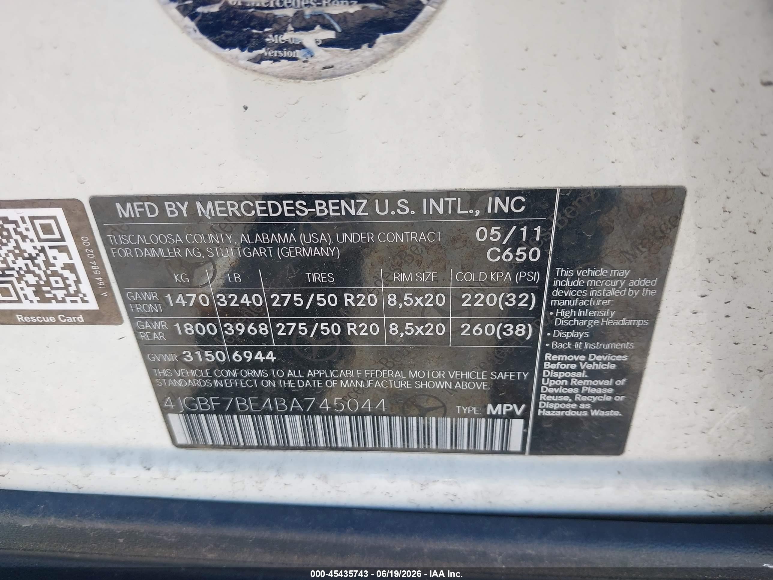 2011 Mercedes-benz Gl 450 4matic White vin: 4JGBF7BE4BA745044