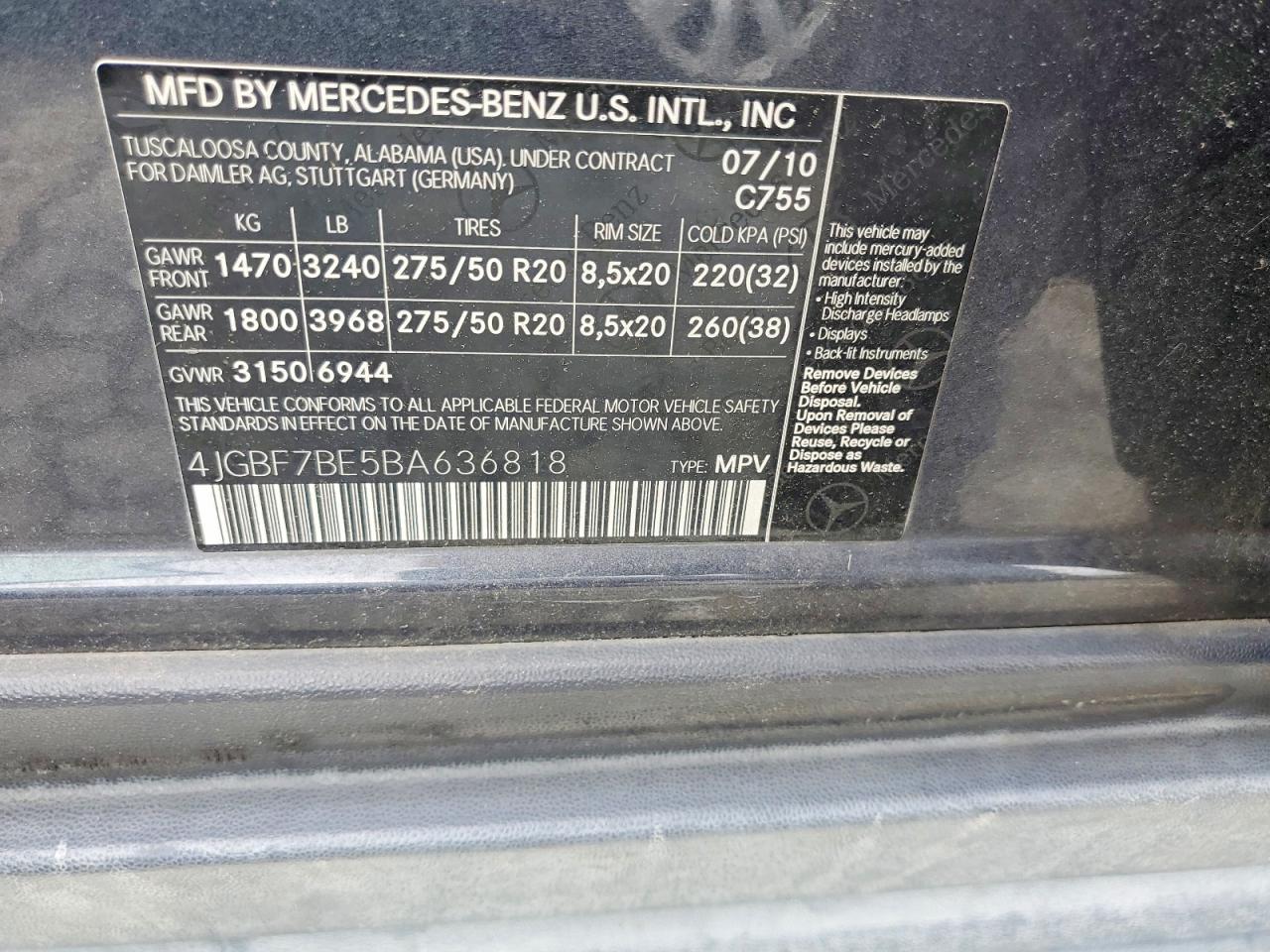 2011 Mercedes-benz Gl 450 4matic Gray vin: 4JGBF7BE5BA636818