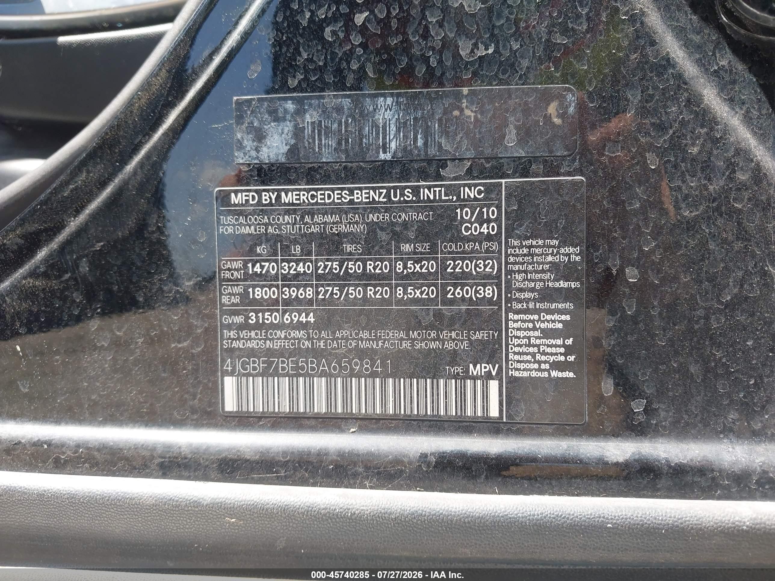 2011 Mercedes-benz Gl 450 4matic Black vin: 4JGBF7BE5BA659841