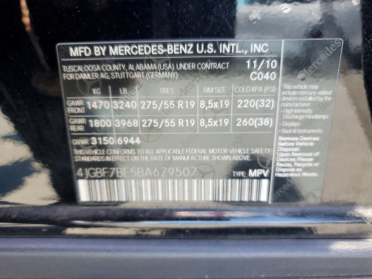 2011 Mercedes-benz Gl 450 4matic Black vin: 4JGBF7BE5BA679507