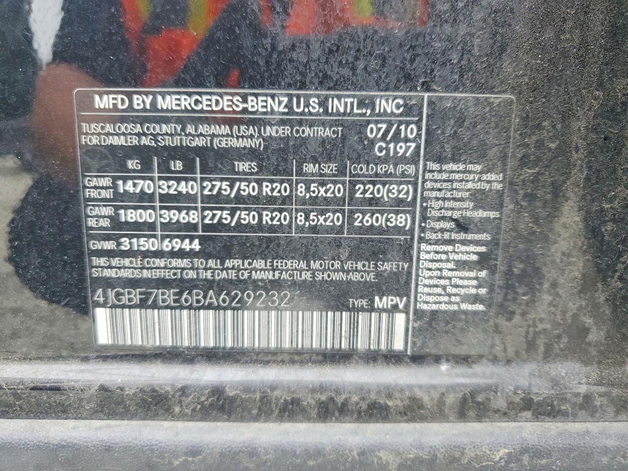 2011 Mercedes-benz Gl 450 4matic Black vin: 4JGBF7BE6BA629232