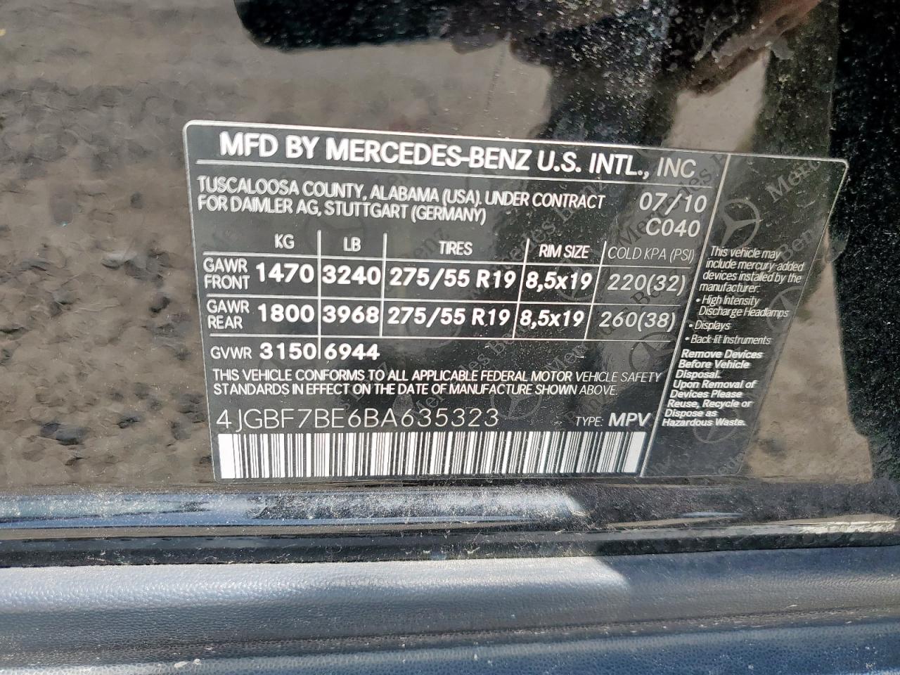 2011 Mercedes-benz Gl 450 4matic Black vin: 4JGBF7BE6BA635323