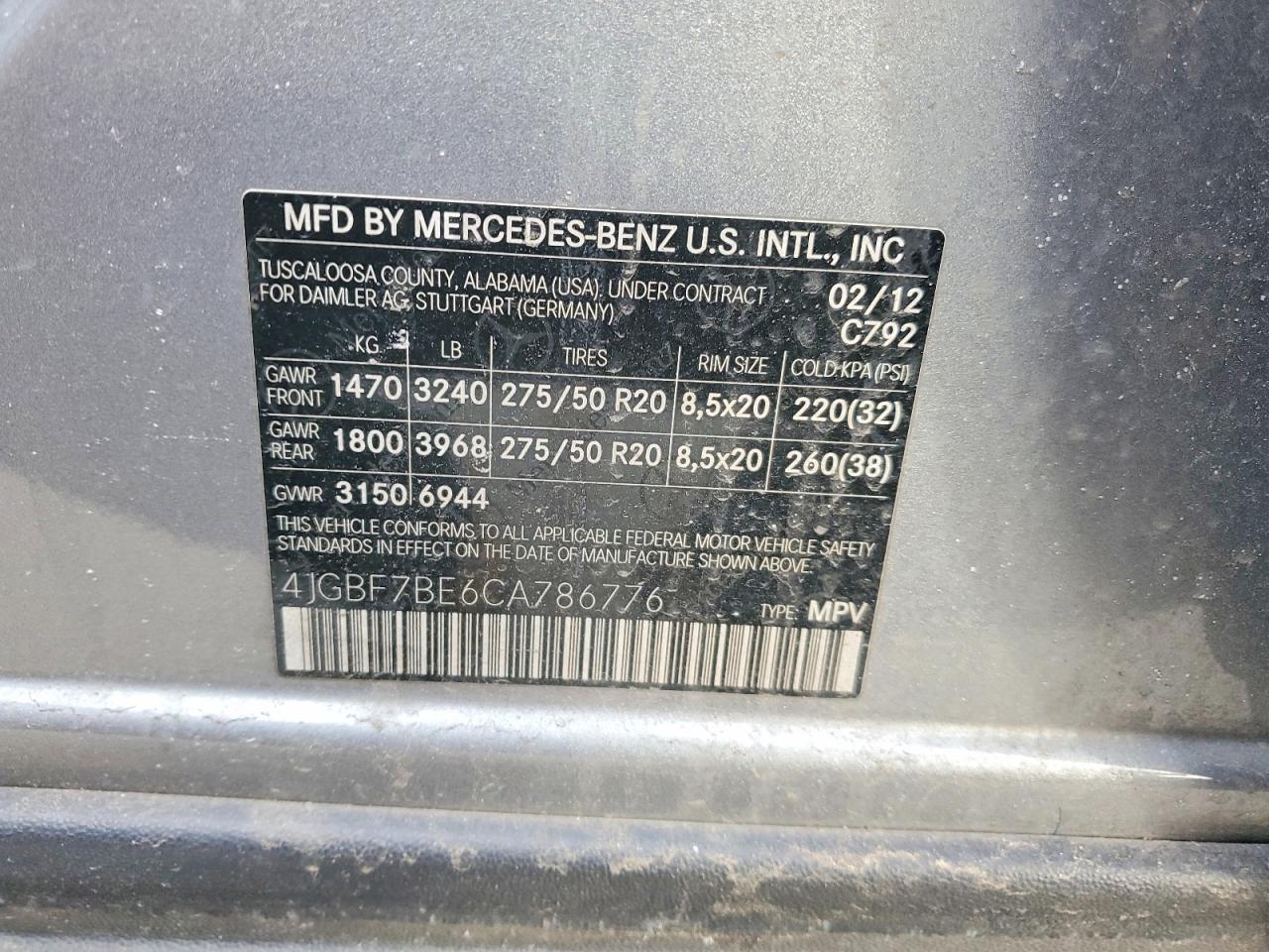 2012 Mercedes-benz Gl 450 4matic Gray vin: 4JGBF7BE6CA786776