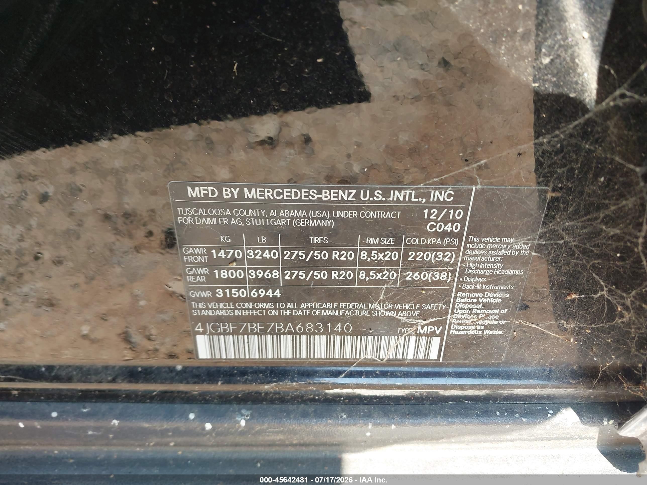 2011 Mercedes-benz Gl 450 4matic Black vin: 4JGBF7BE7BA683140