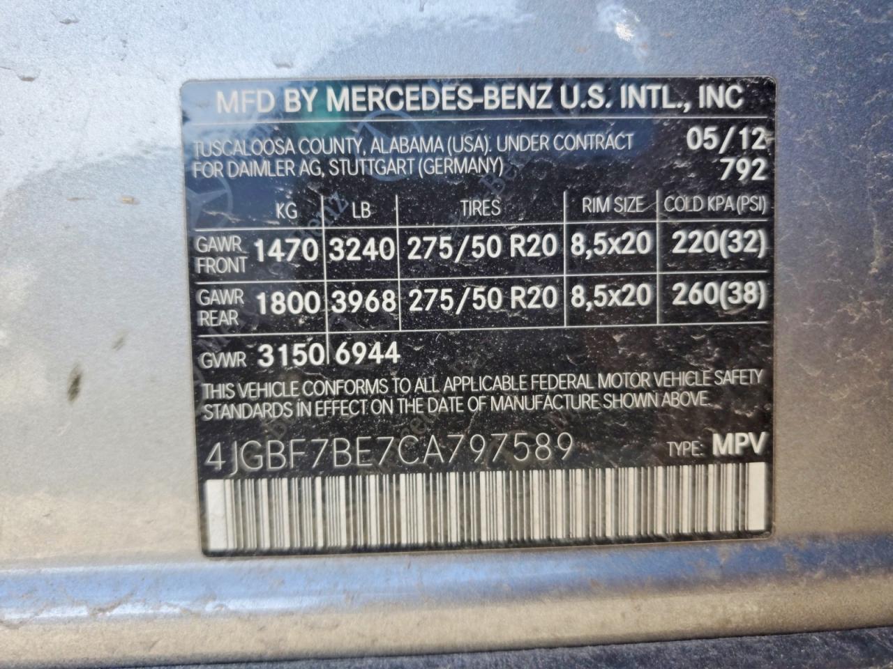 2012 Mercedes-benz Gl 450 4matic Silver vin: 4JGBF7BE7CA797589