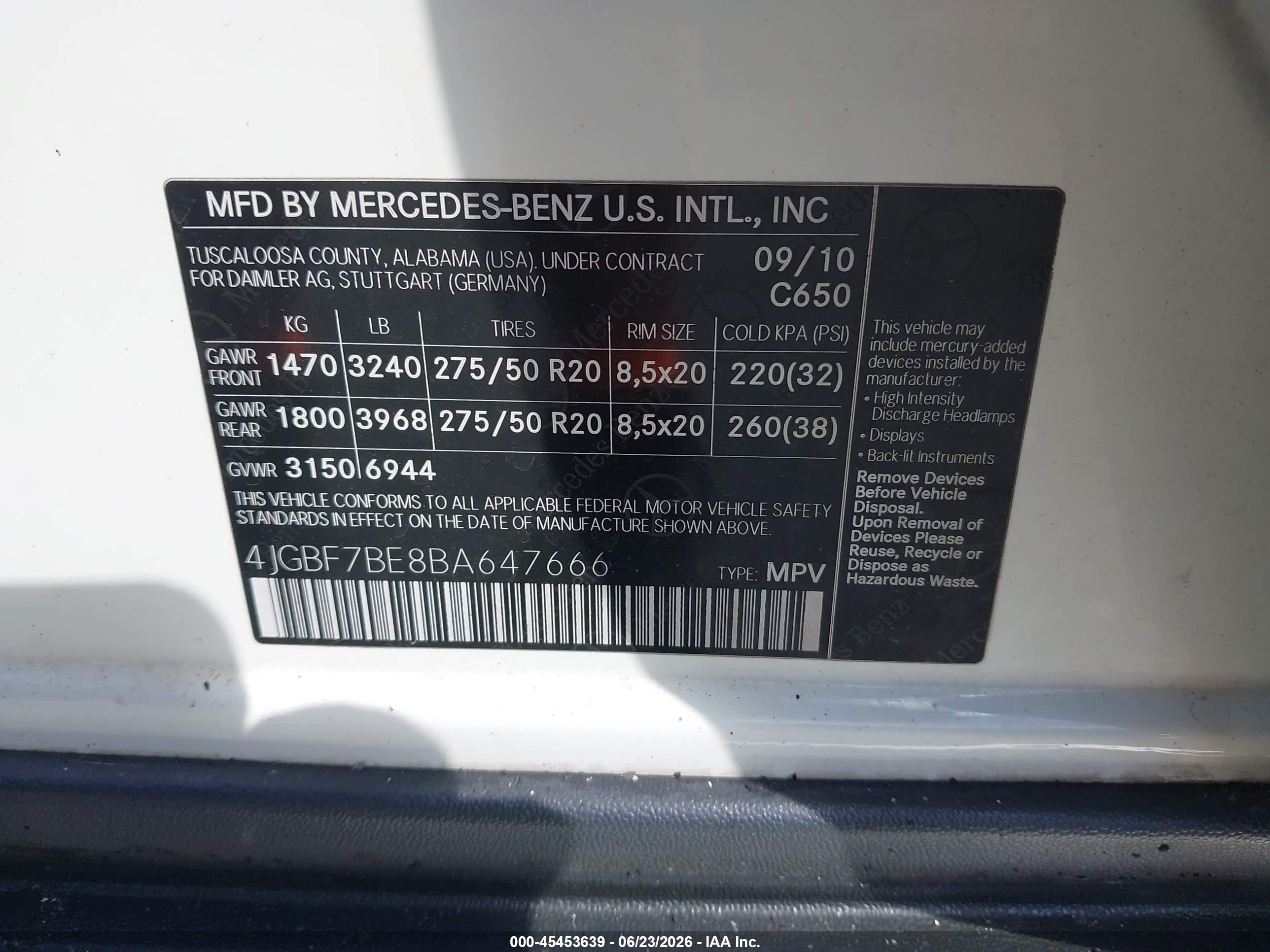 2011 Mercedes-benz Gl 450 4matic White vin: 4JGBF7BE8BA647666