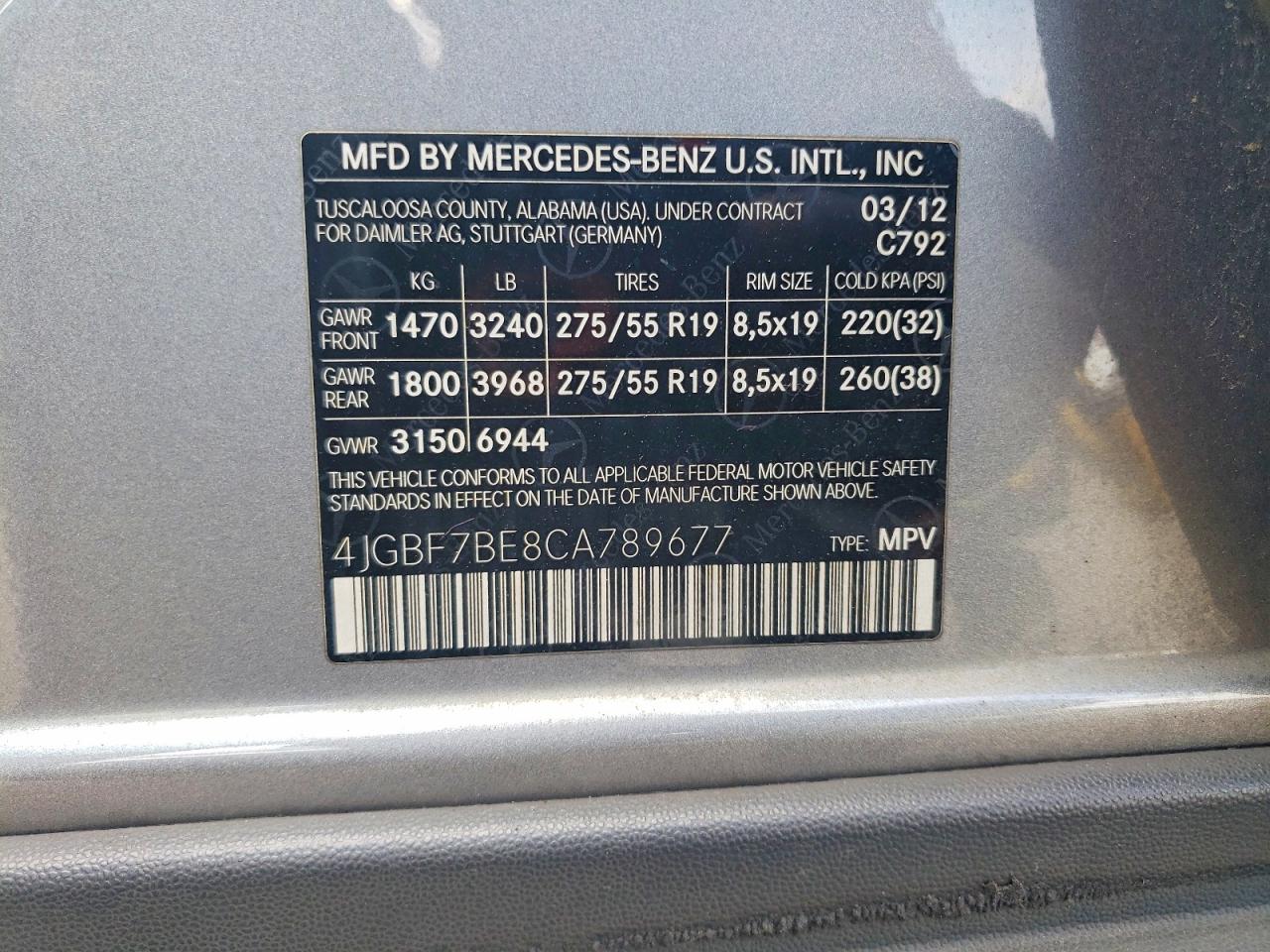 2012 Mercedes-benz Gl 450 4matic Серебряный vin: 4JGBF7BE8CA789677