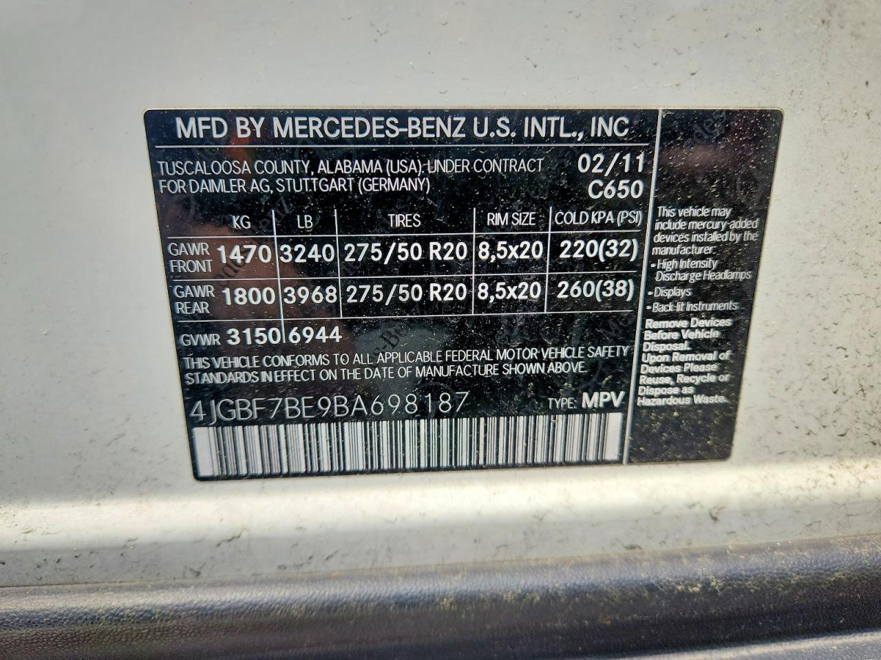 2011 Mercedes-benz Gl 450 4matic White vin: 4JGBF7BE9BA698187