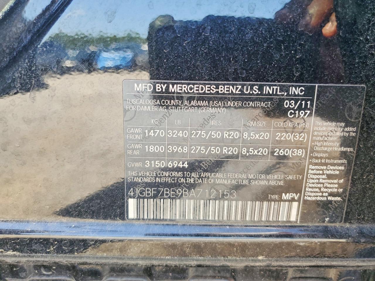 2011 Mercedes-benz Gl 450 4matic Черный vin: 4JGBF7BE9BA712153